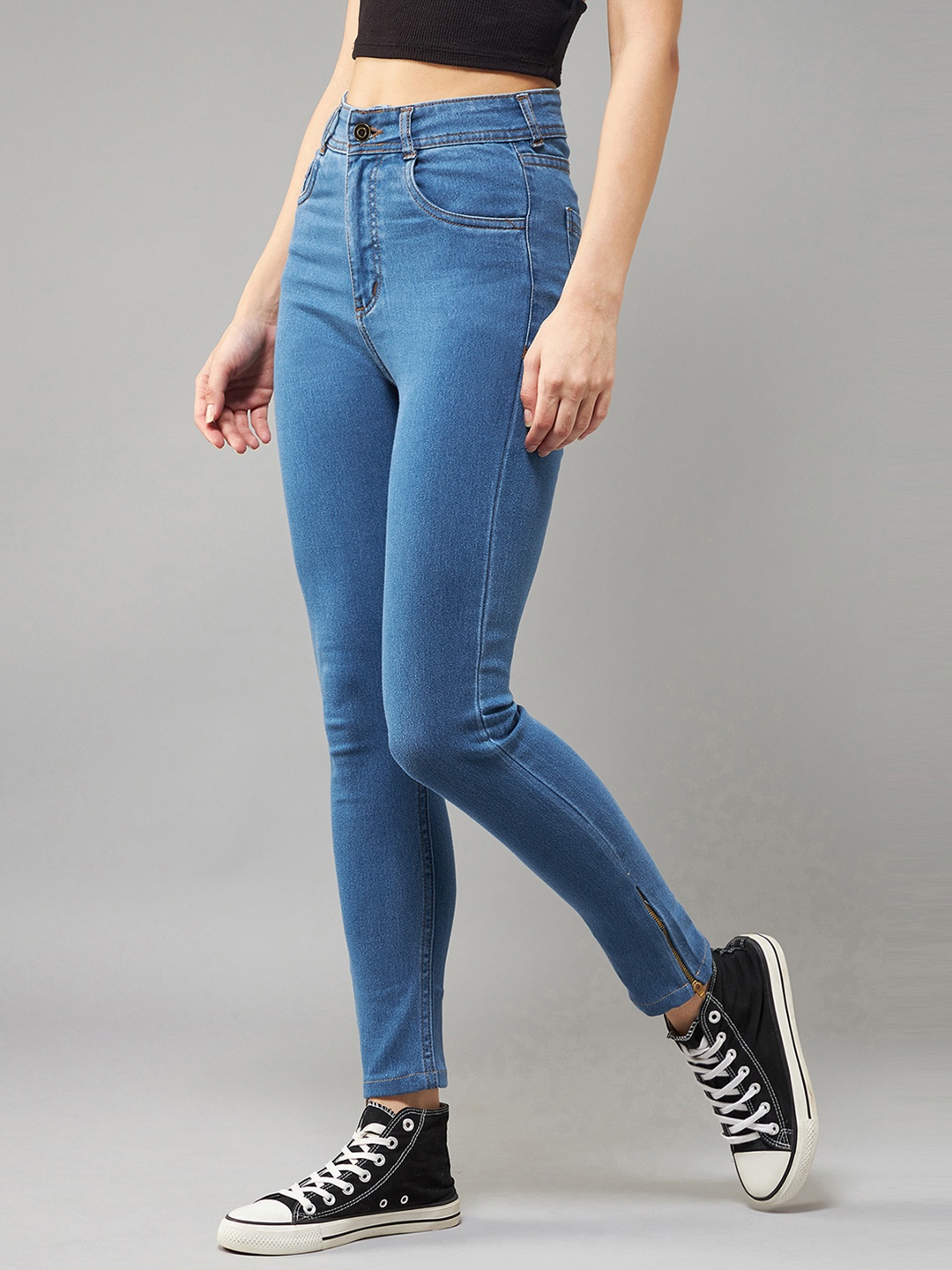 

DOLCE CRUDO Women High-Rise Clean Look Skinny Fit Stretchable Jeans, Blue