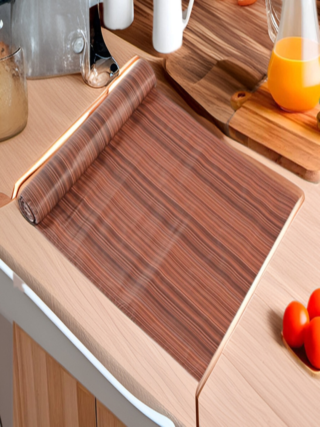 

REVEXO Brown Printed Water-Resistant Shelf Liner