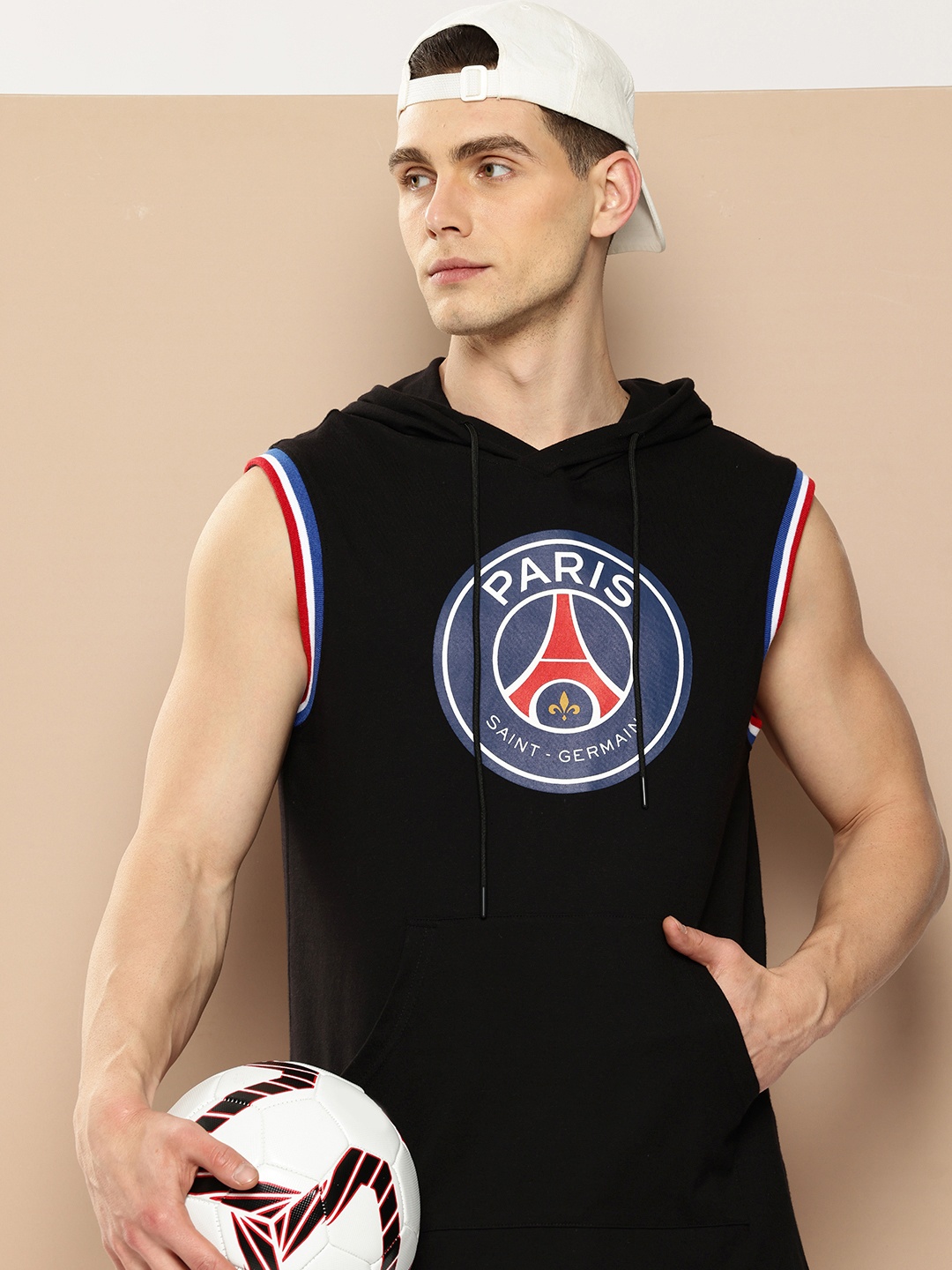 

PSG Men Paris Saint-Germain Hooded Pure Cotton T-shirt, Black