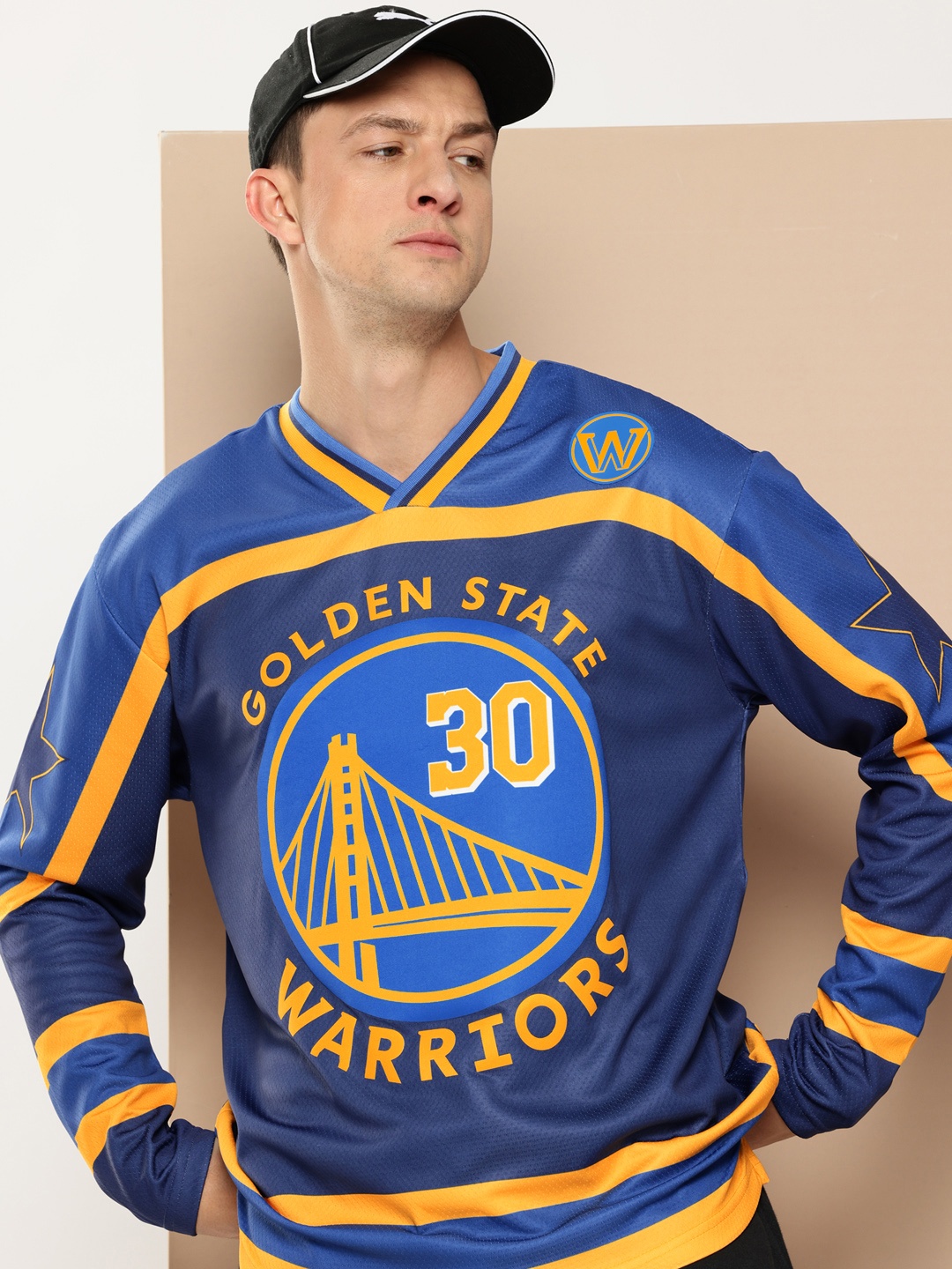 

NBA Men Sports Golden State Warriors Printed Oversized T-shirt, Navy blue