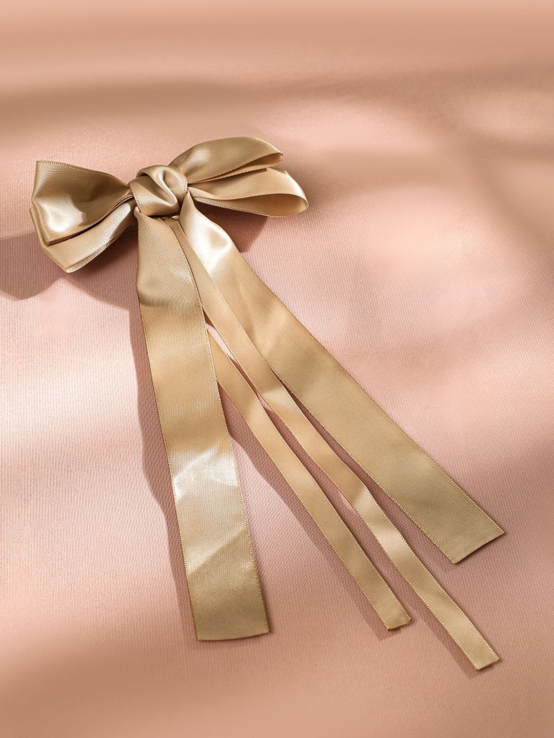 

Rubans Women Satin Ribbon Bow French Barrette, Gold