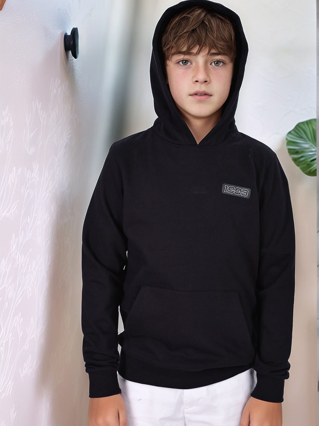 

Nautica Boys Printed Hooded Pullover Cotton Sweatshirt, Black