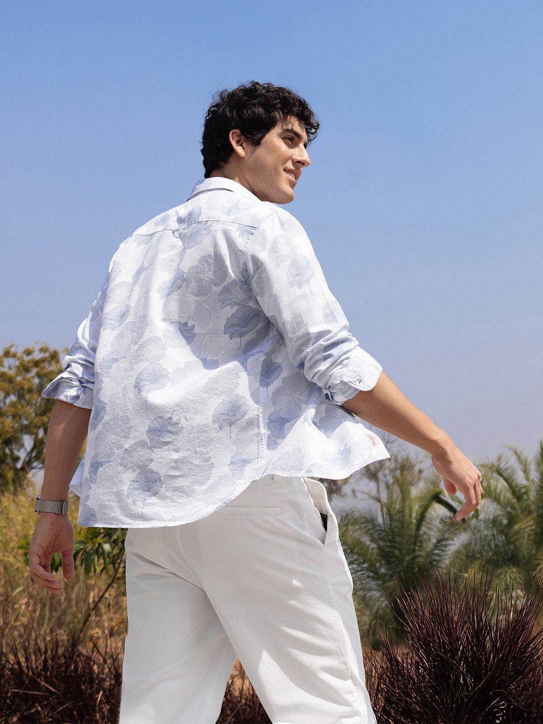 

U.S. Polo Assn. Denim Co. Men Classic Fit Spread Collar Floral Printed Casual Shirt, White