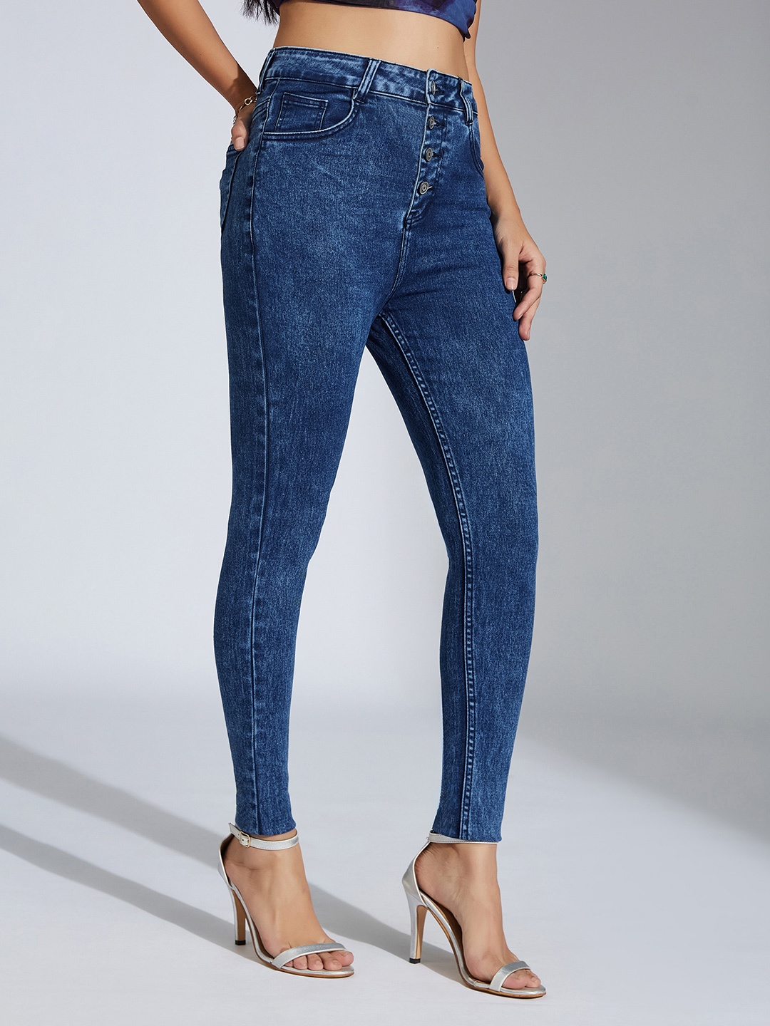 

Miss Chase Women Skinny Fit High-Rise Stretchable Jeans, Blue