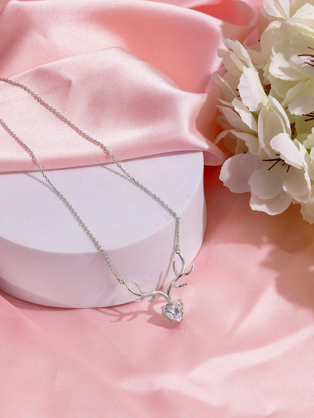 

Zavya 925 Sterling Silver Rhodium-Plated Cubic Zirconia Studded Chain