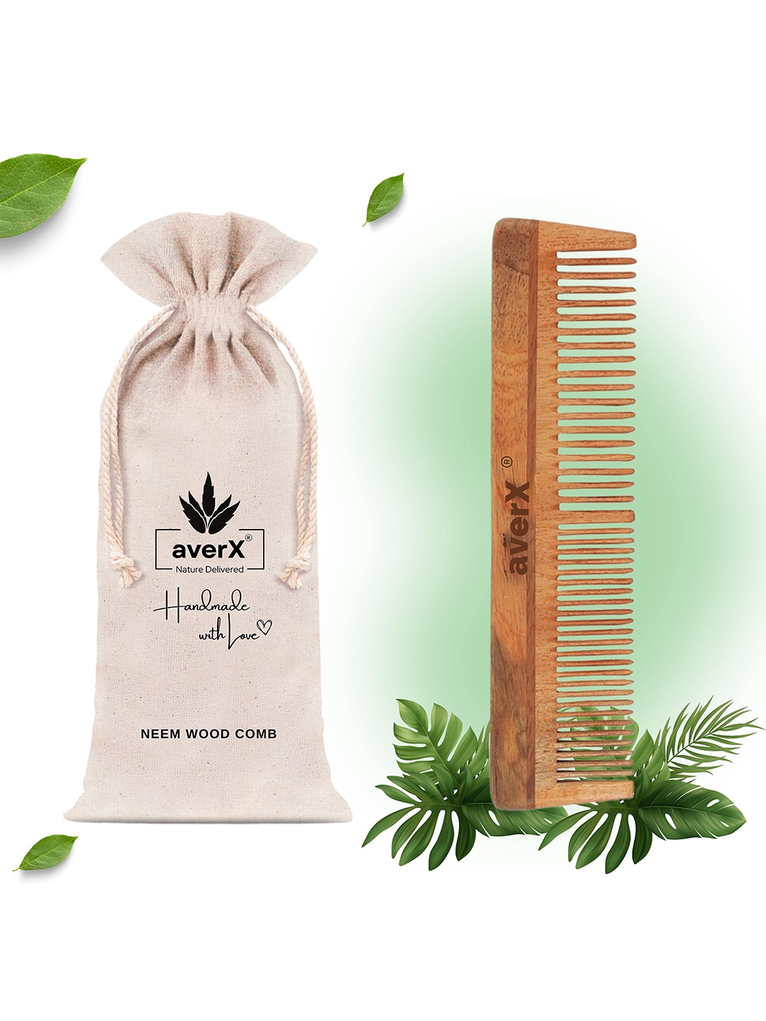 

averX Kacchi Neem Wood Comb, Brown