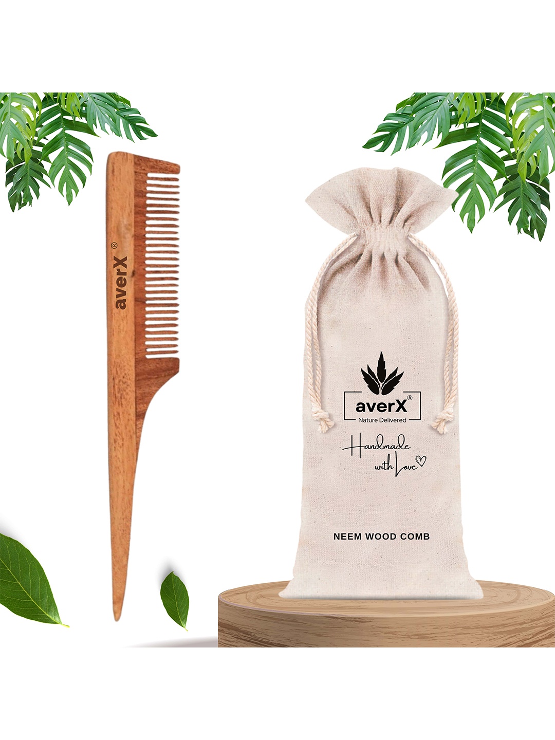 

averX Kacchi Neem Wood Comb, Brown