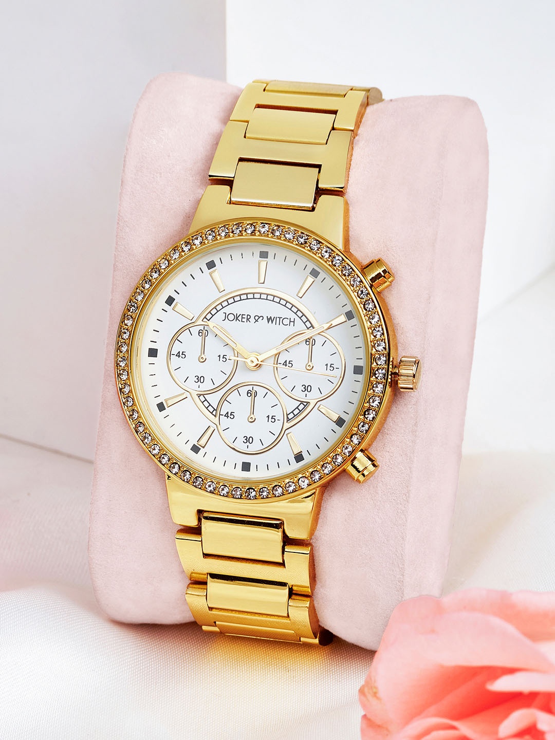 

JOKER & WITCH Women Dial & Bracelet Style Straps Analogue Watch AMWW916, Gold
