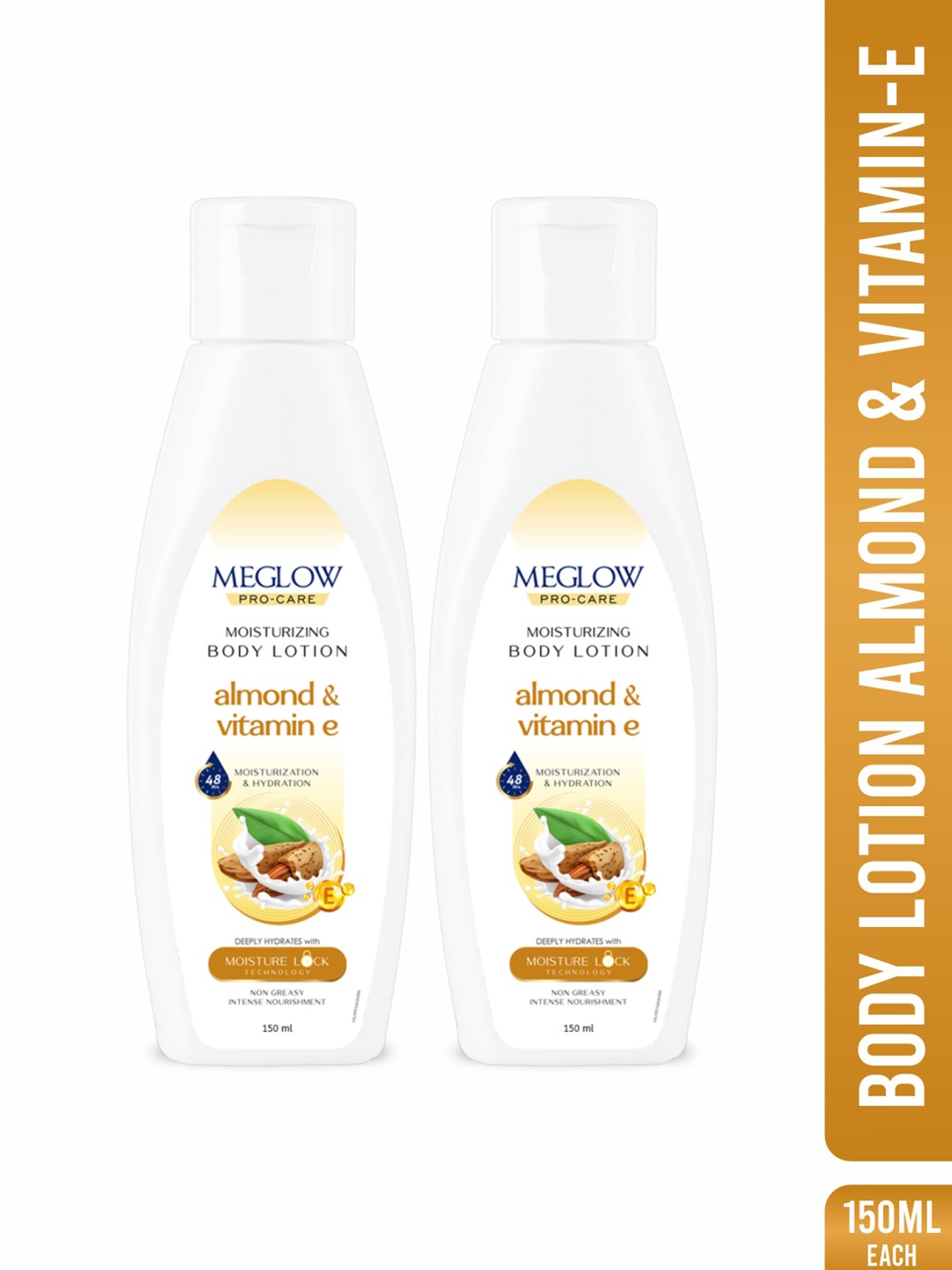 

MEGLOW Set Of 2 Vitamin E 48Hrs Hydrating & Moisturizing Body Lotion - 150 ml Each, White
