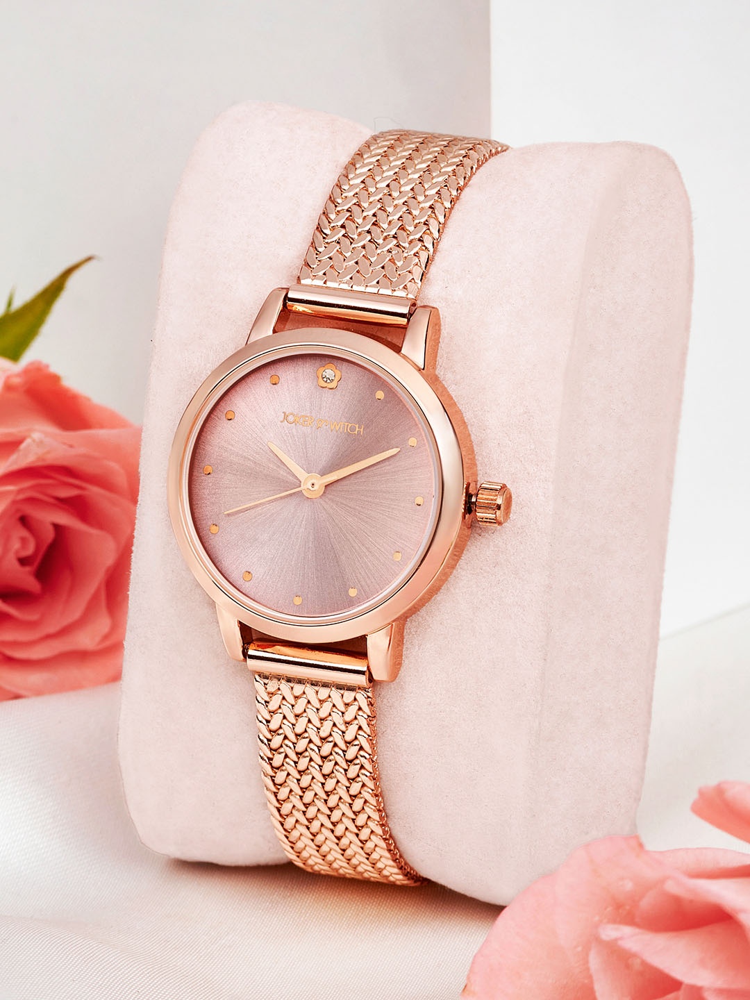 

JOKER & WITCH Women Dial & Stainless Steel Bracelet Style Straps Analogue Watch AMWW896, Rose gold