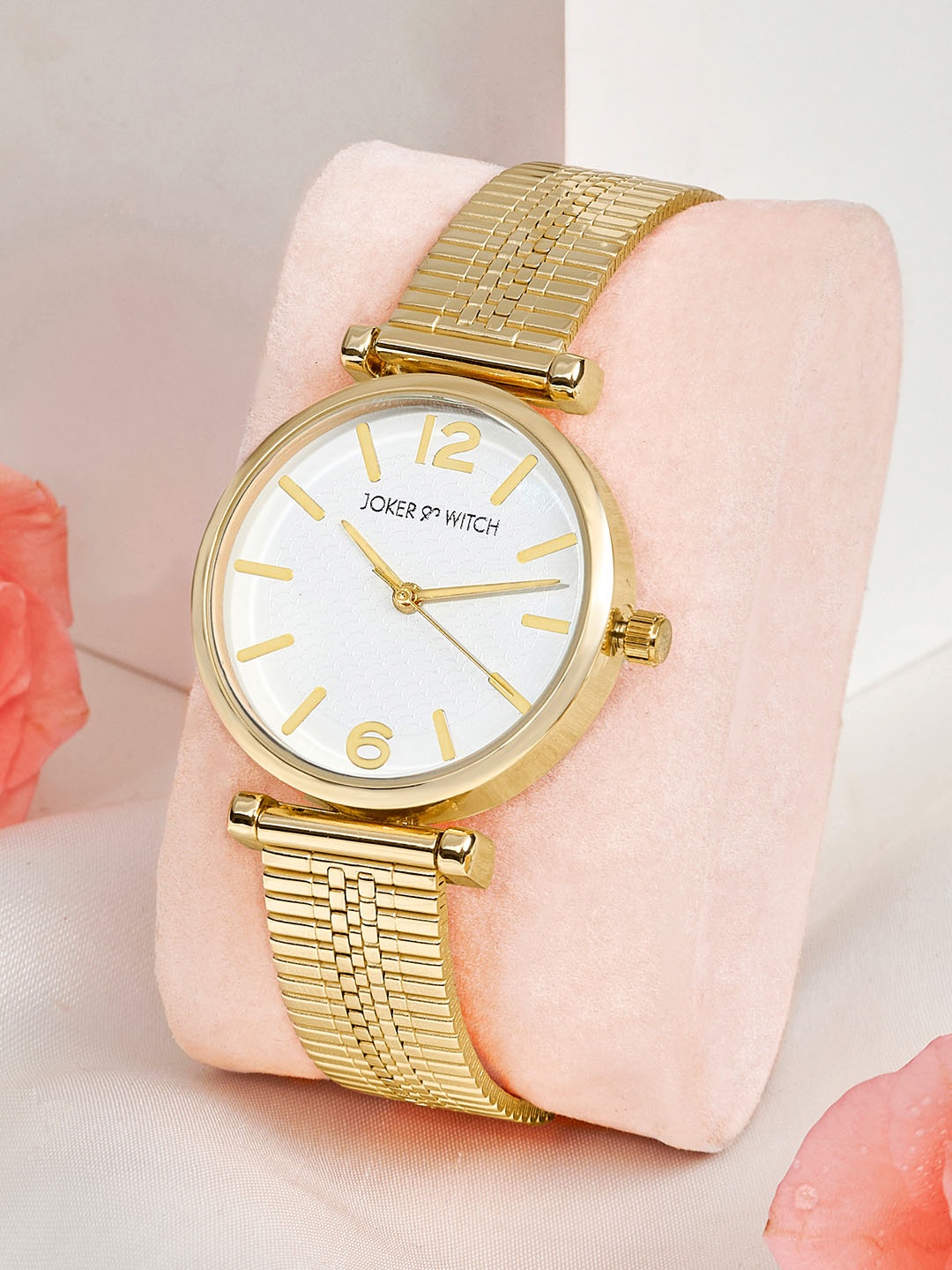 

JOKER & WITCH Women Embellished Dial & Stainless Steel Straps Analogue Watch AMWW891, Gold