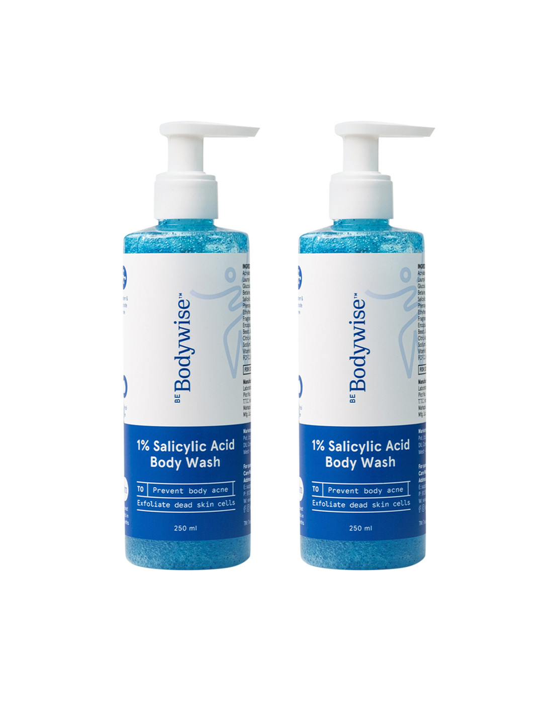 

Be Bodywise Set Of 2 Body Wash Gel Exfoliates & Prevents Body Acne - 250ml Each, Blue