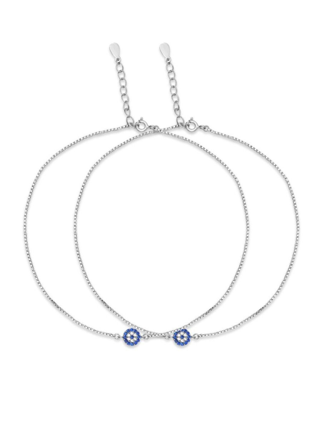

Zavya 925 Pure Sterling Silver Rhodium-Plated Artificial Stones Studded Anklet