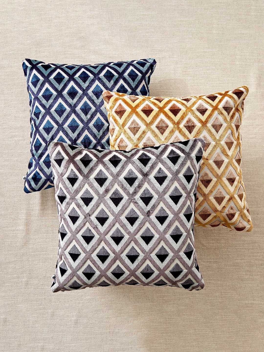 

Home Centre Moonlight Brown & Beige Geometric Textured Velvet Square Cushion Covers