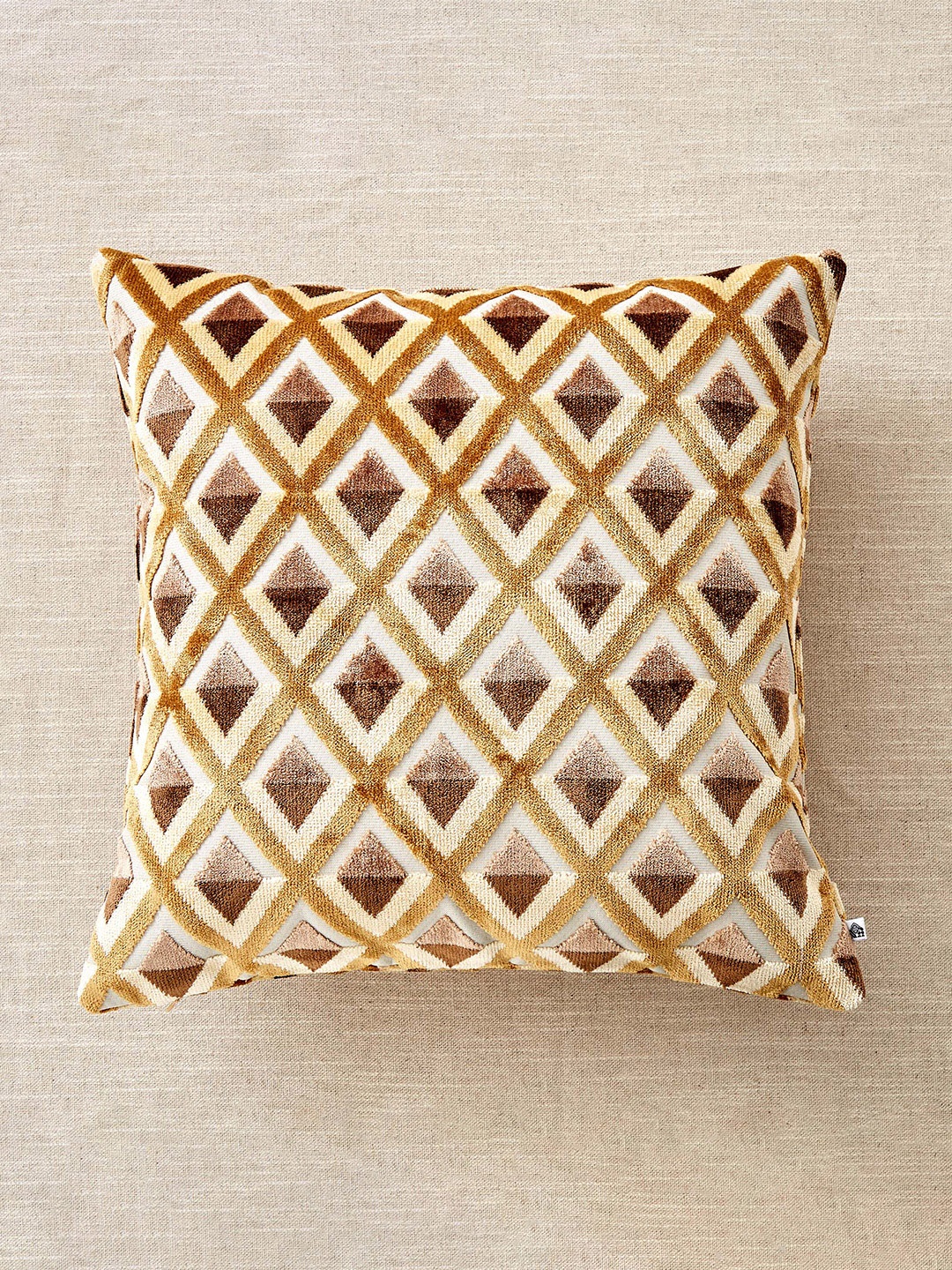 

Home Centre Moonlight Brown & Beige Geometric Textured Velvet Square Cushion Covers