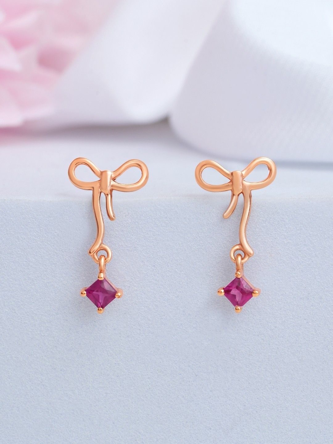 

Zavya 925 Sterling Silver Rose Gold-Plated CZ-Studded Contemporary Drop Earrings