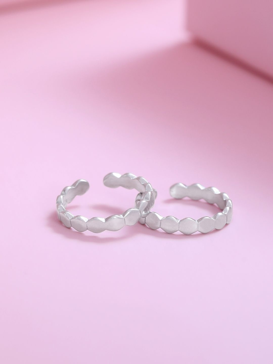 

Zavya Rhodium-Plated Toe Rings, Silver