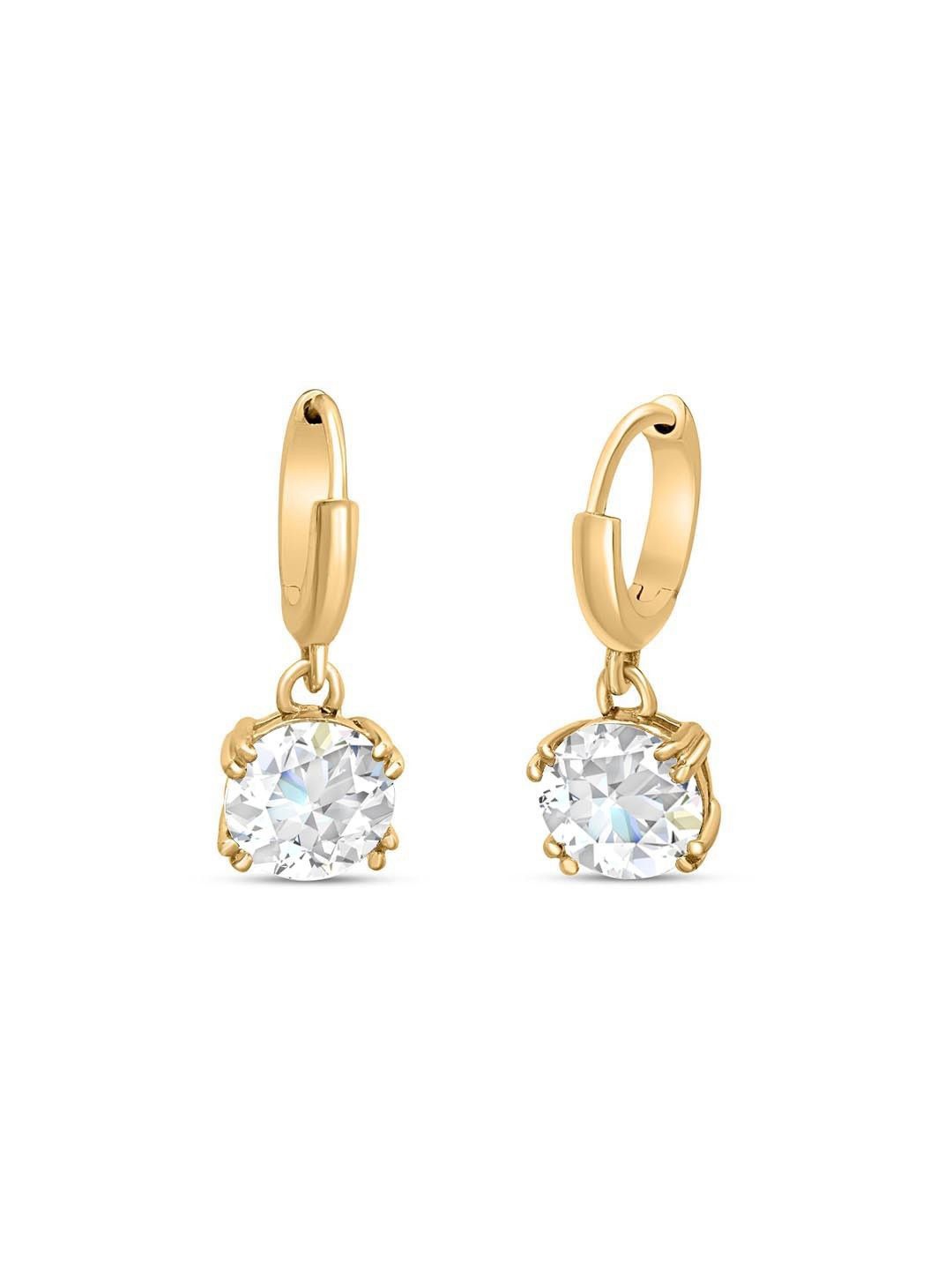 

Zavya 925 Sterling Silver Gold-Plated Cubic Zirconia Studded Contemporary Hoop Earrings