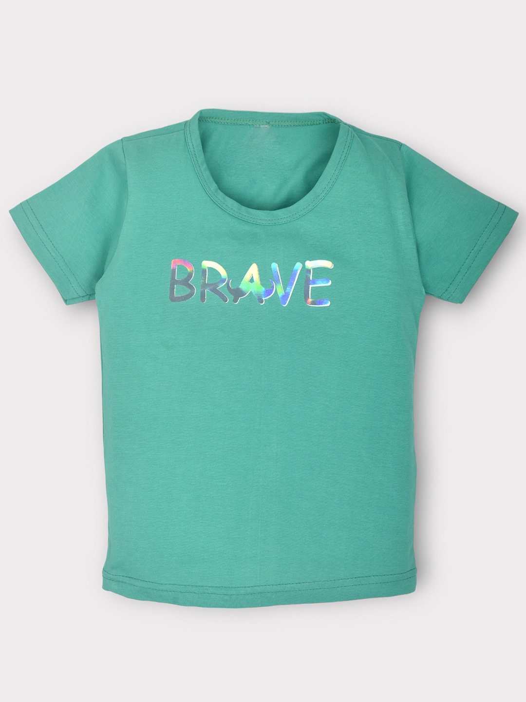 

BAESD Boys Typography Printed Round Neck Cotton T-shirt, Green