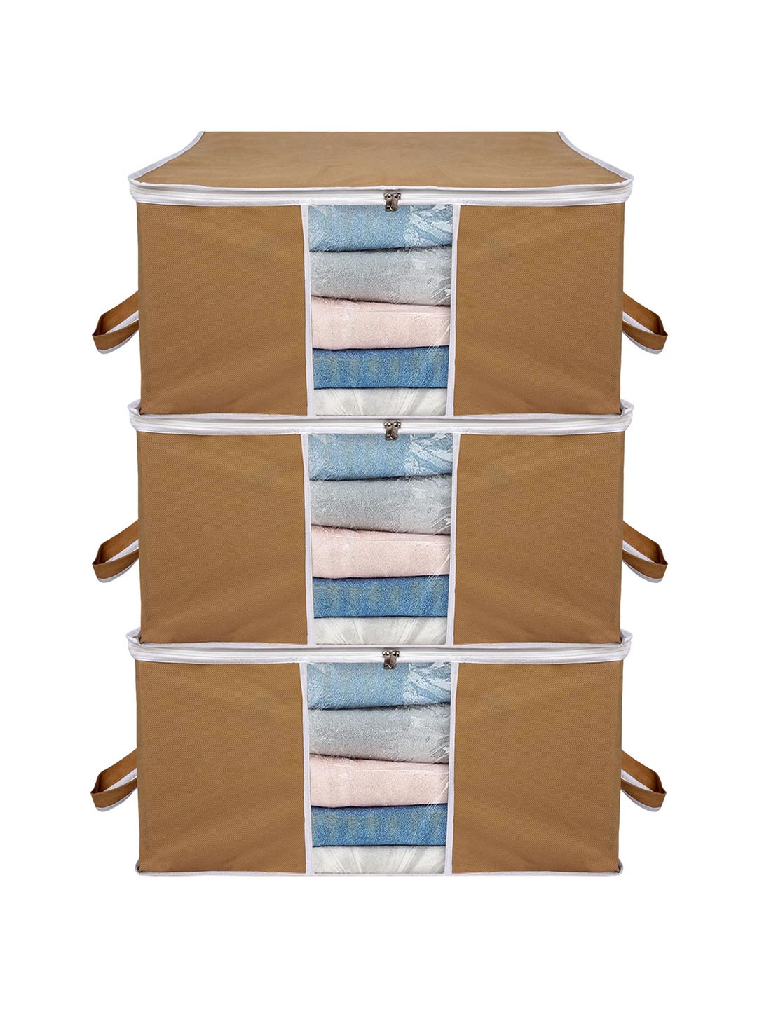 

ANKIT INTERNATIONAL Beige Set of 3 Super Strong Multi-Utility Organisers