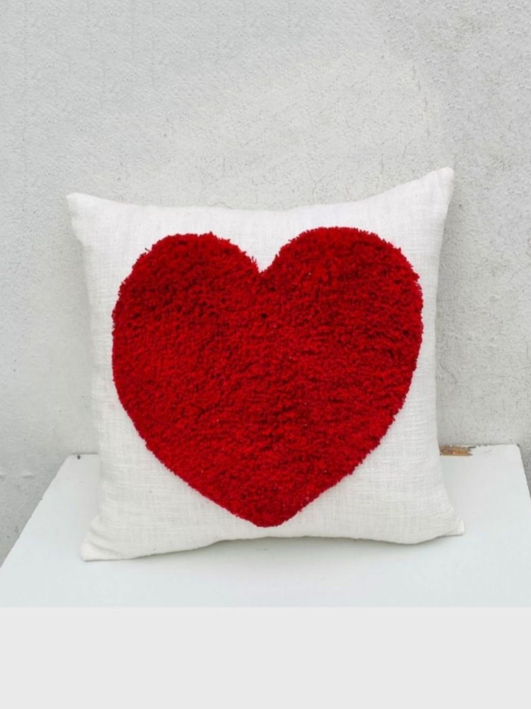 

THROWPILLOW White & Red Love Embellished Valentine Square Cushion Cover