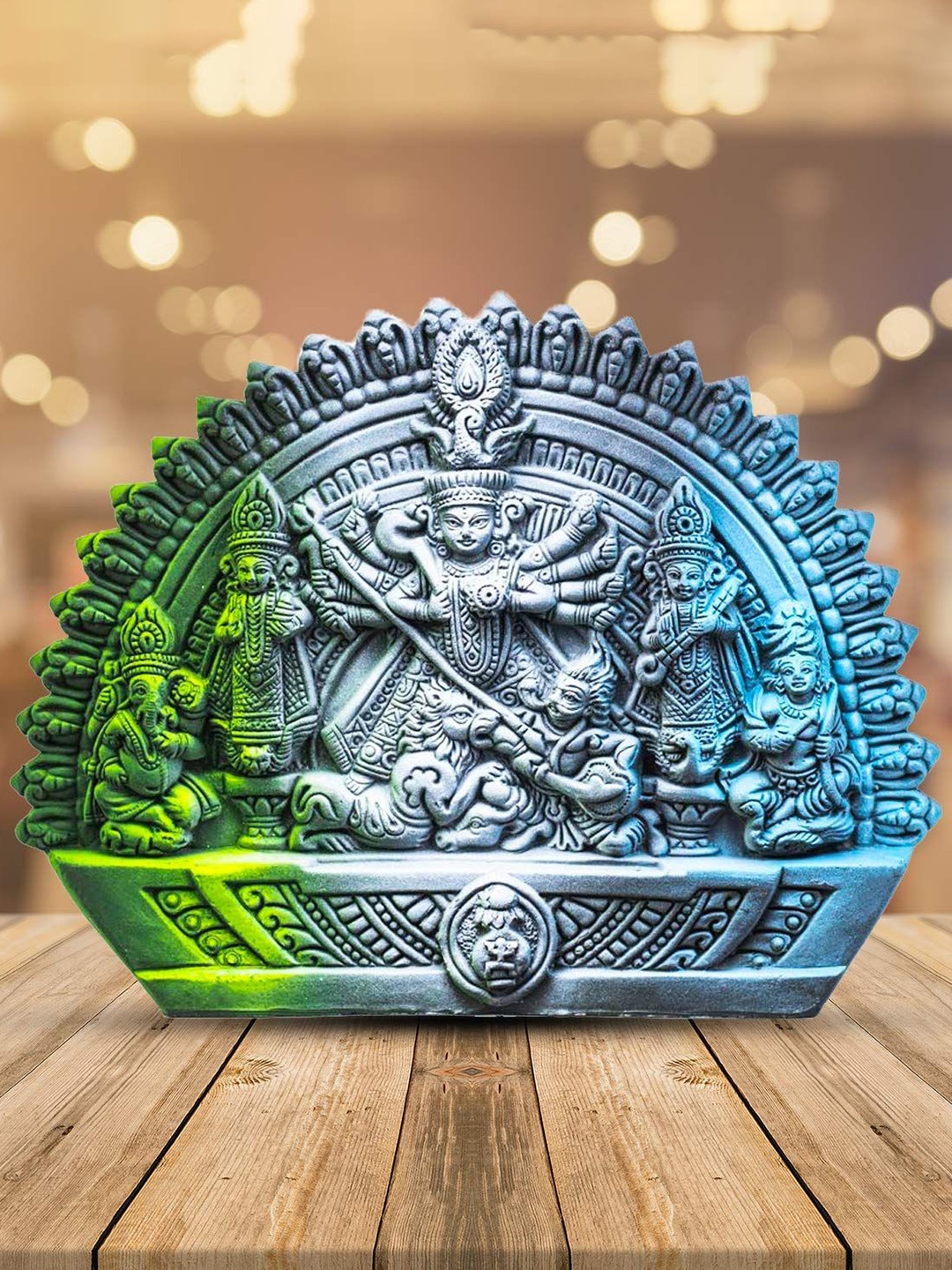 

Rare Planet Green Maa Durga Religious Idol Showpieces
