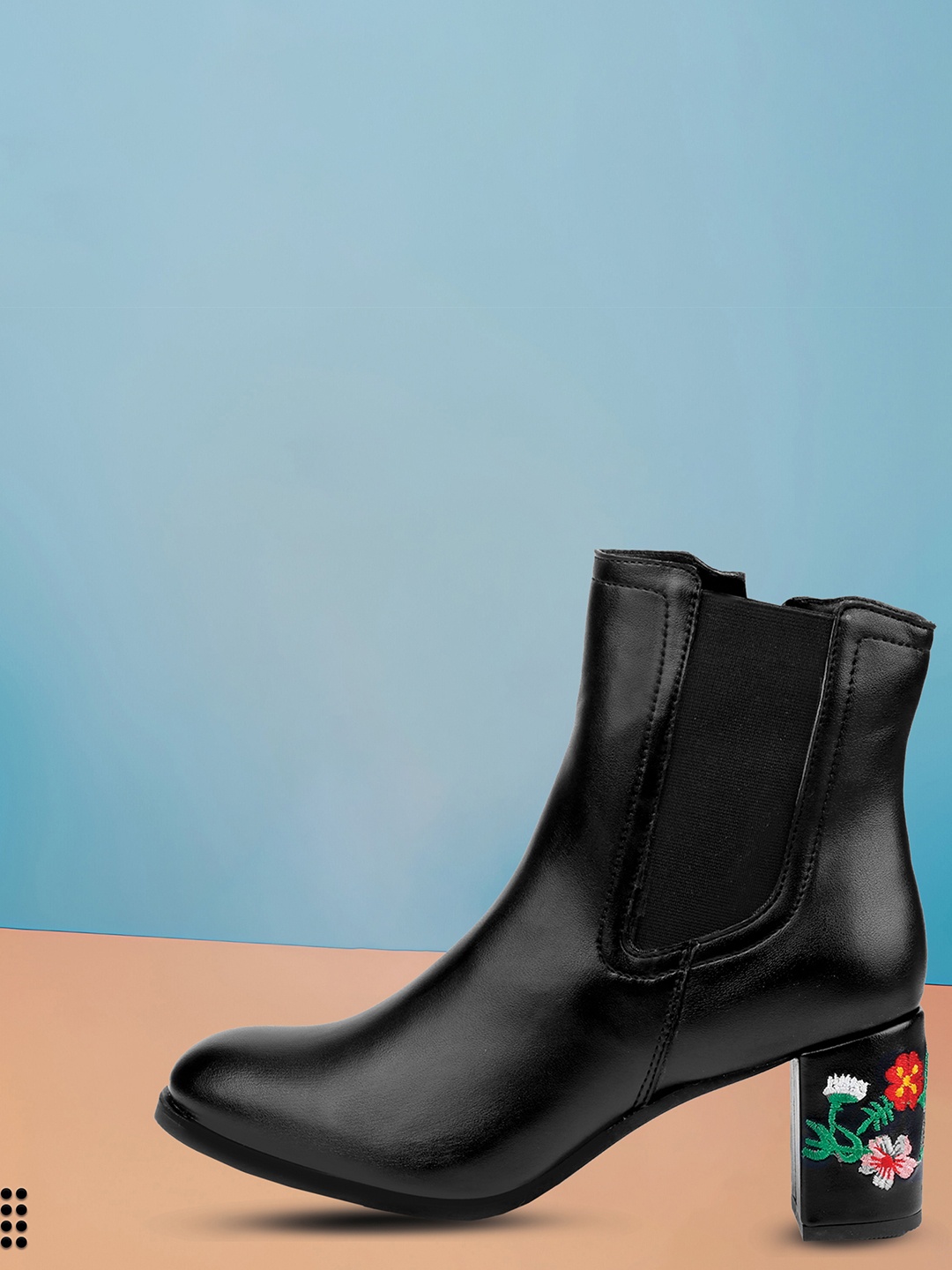 

Bxxy Women Embroidered Block Heel Chelsea Boots, Black