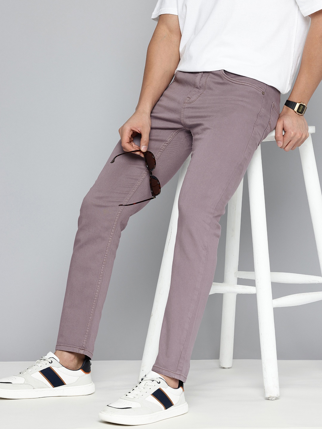 

Flying Machine Men Slim Tapered Fit Pure Cotton Stretchable Jeans, Purple