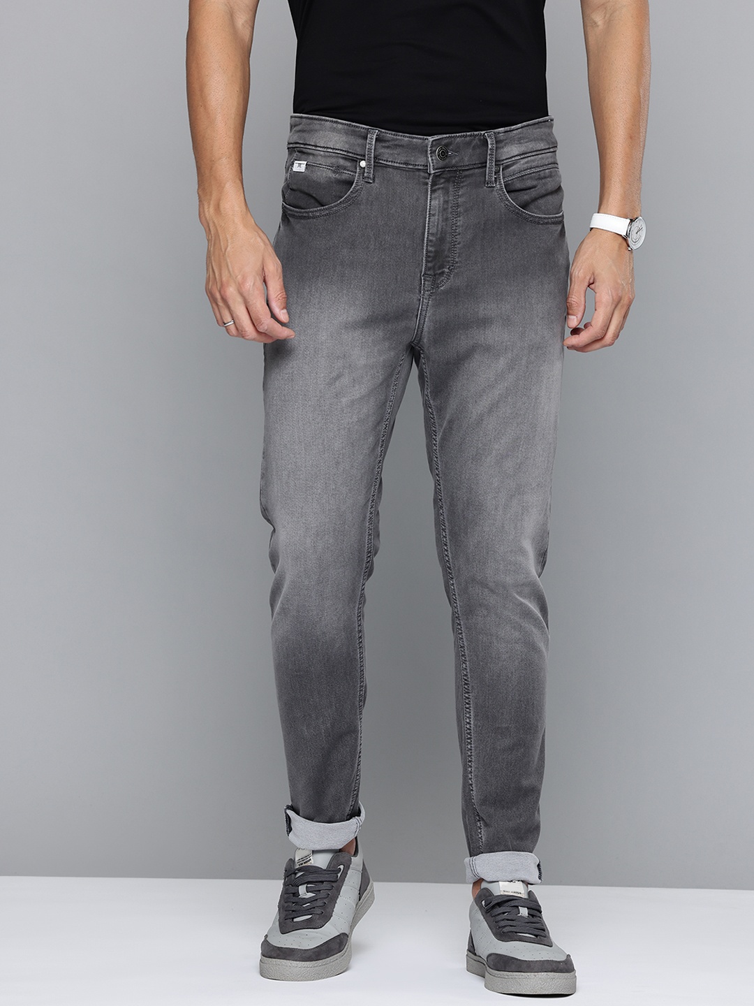 

Flying Machine Men Slim Tapered Fit Light Fade Stretchable Jeans, Grey
