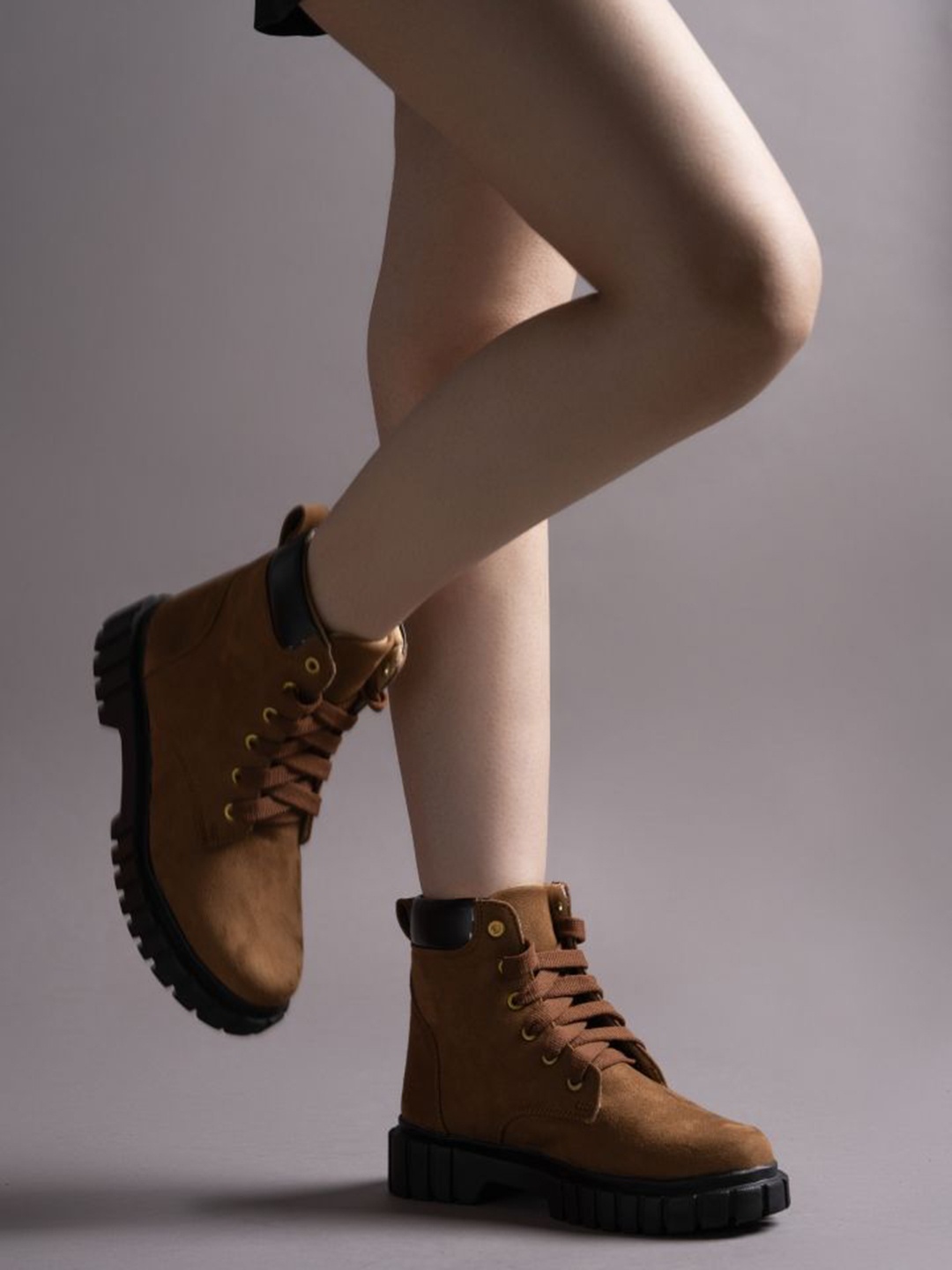 

The Roadster Lifestyle Co Women Wedge Heels Chunky Boots, Tan