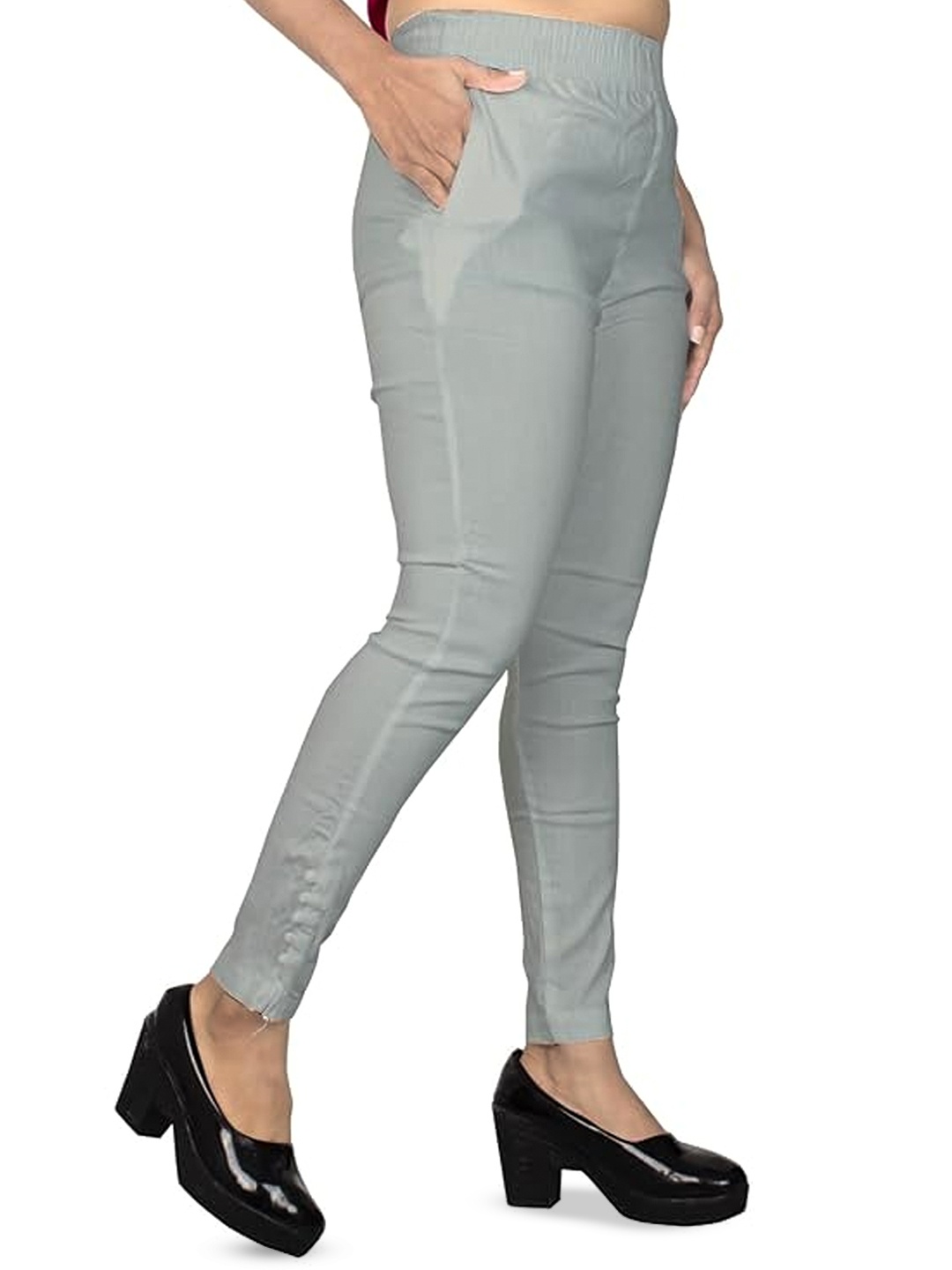 

Fessist Women Pack Of 2 Women Relaxed Slim Fit Cigarette Trousers, Grey