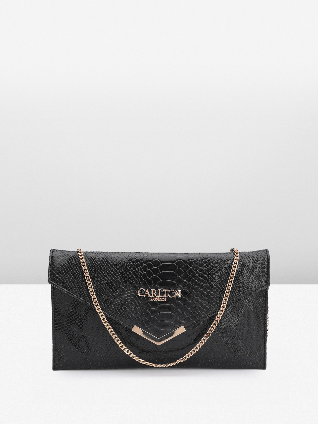 

Carlton London Textured Envelope Clutch, Black