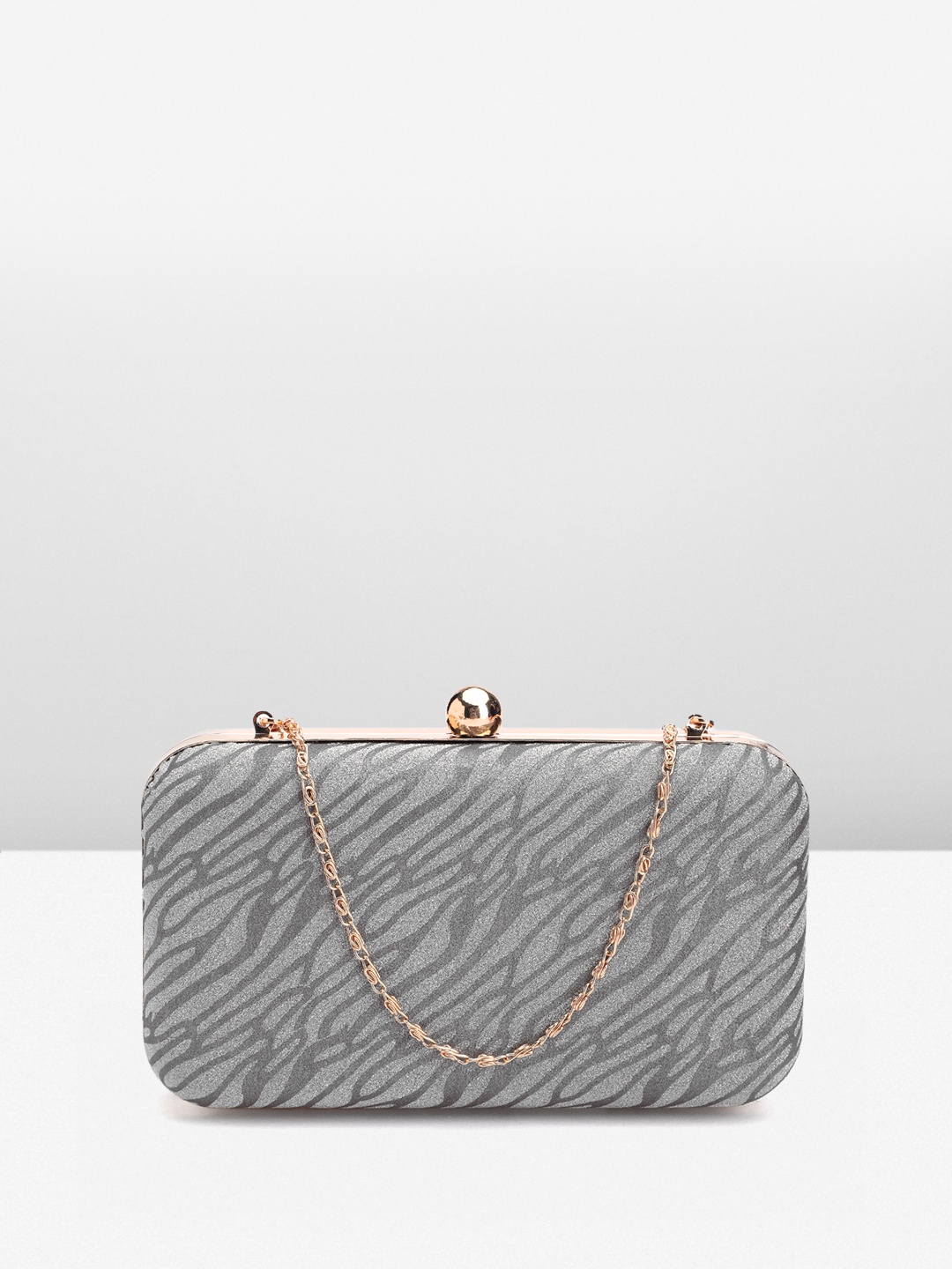 

Carlton London Women Textured Embellished Box Clutch, Grey