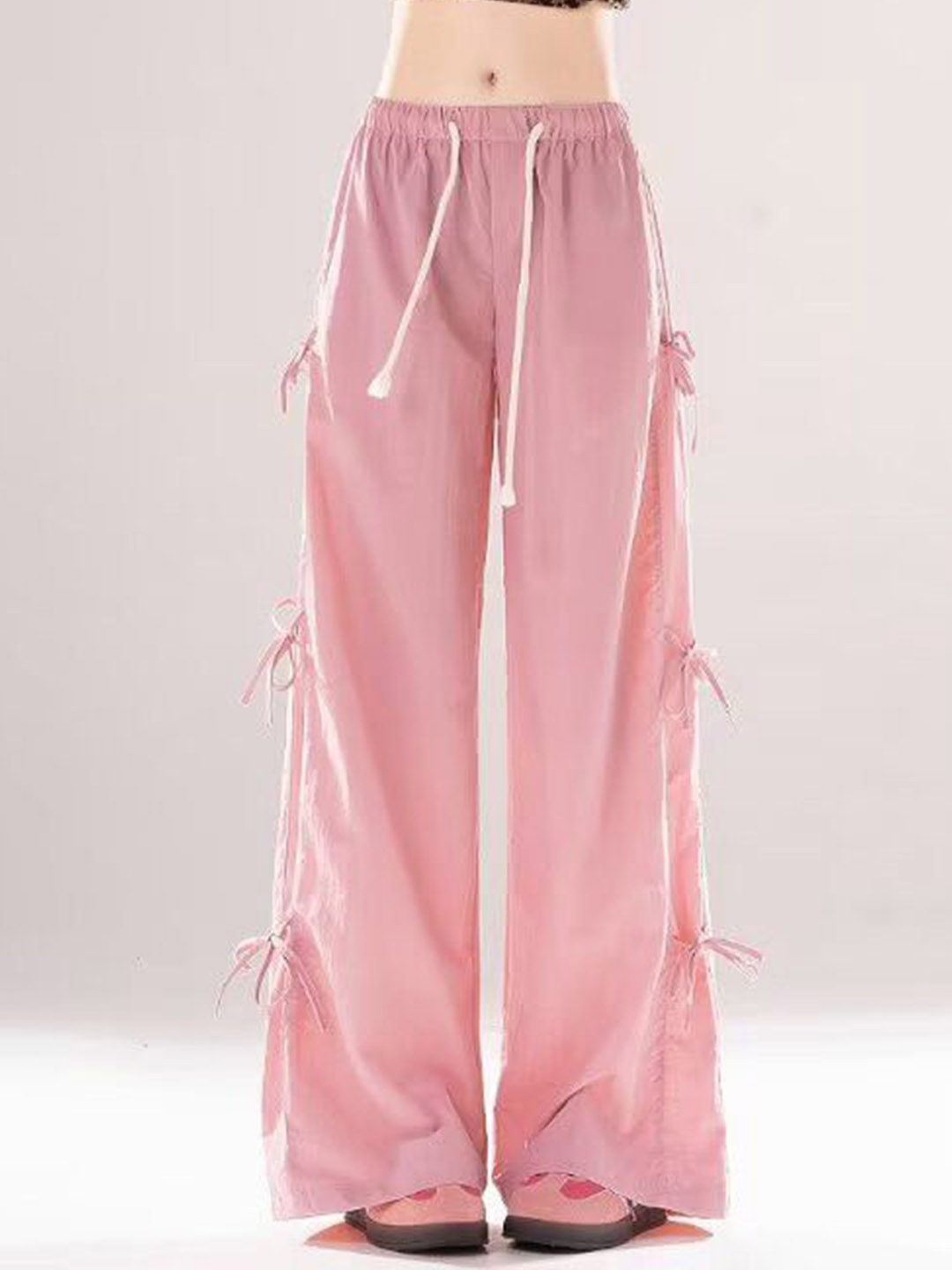 

DressBerry Women Solid Loose Fit Parallel Trousers, Pink