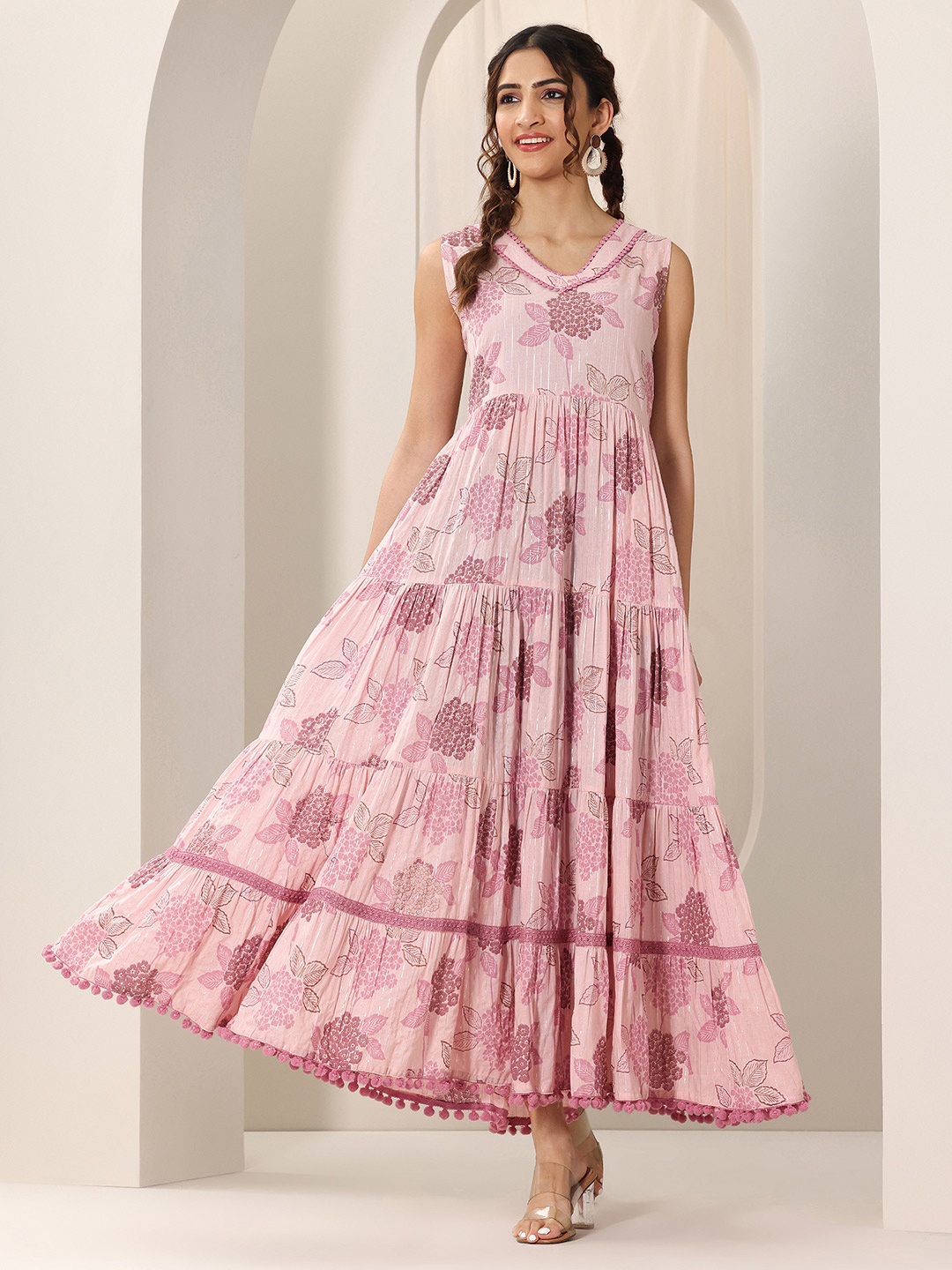 

Libas Floral Print Fit & Flare Maxi Tiered Dress, Mauve