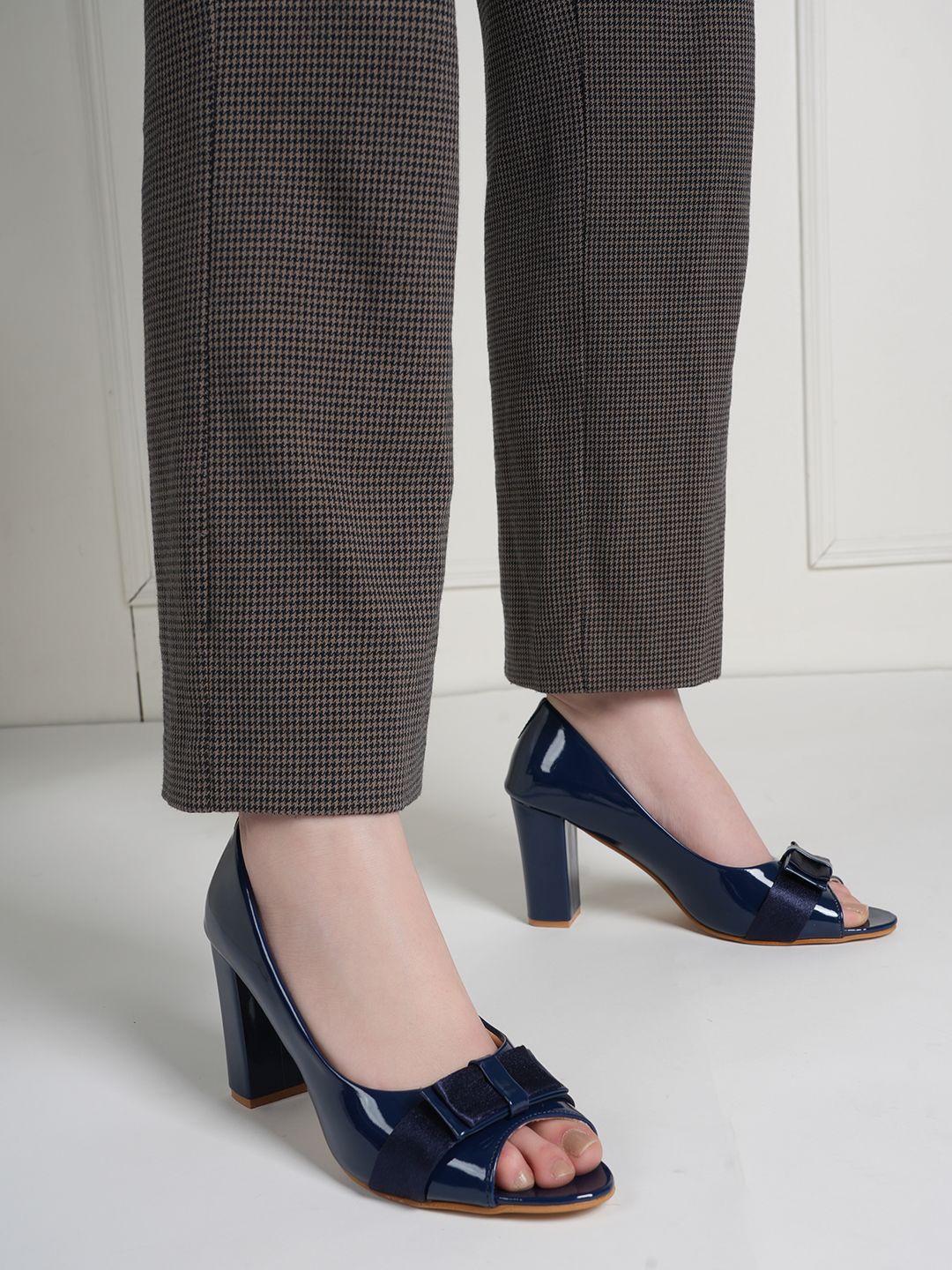 

Lavie Party Solid Block Peep Toe Pumps With Bow, Blue