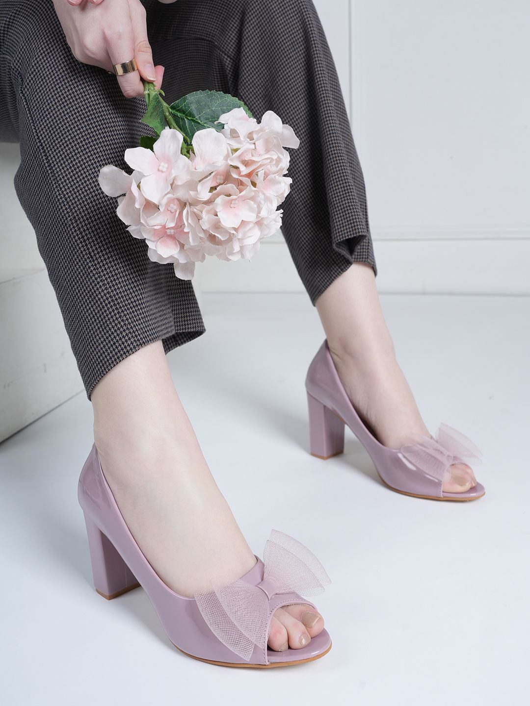 

Lavie Women Party Block Pumps with Bows, Peach