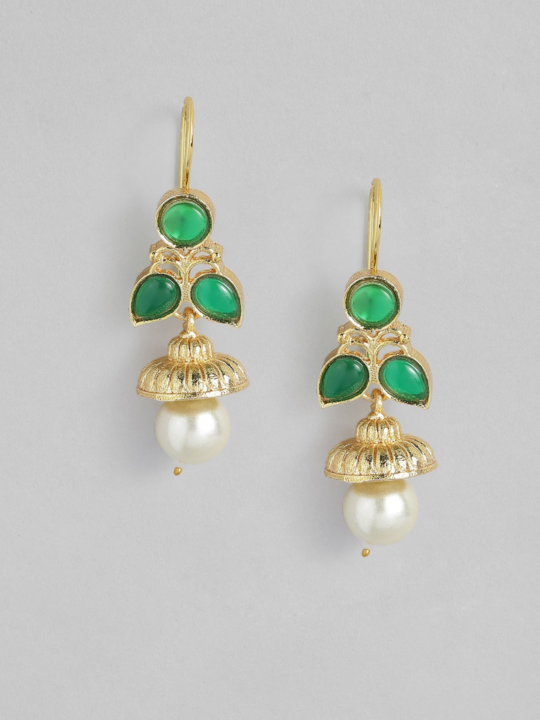 

AITIHYA Gold Plated Artificial Stones & Beads Contemporary Drop Earrings, Green