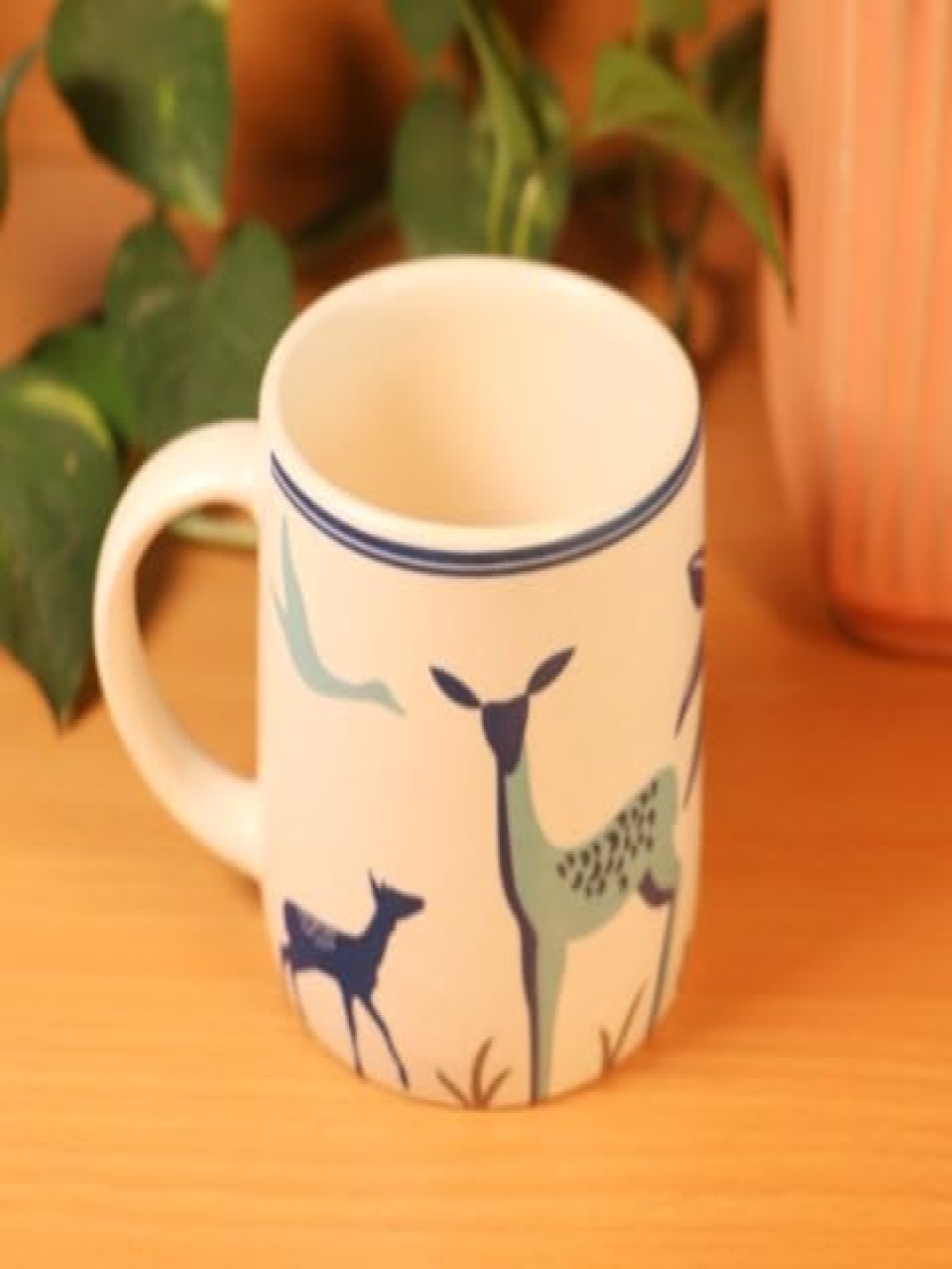 

Rare Planet White & Navy Blue Printed Ceramic Dishwasher Safe Glossy Mug