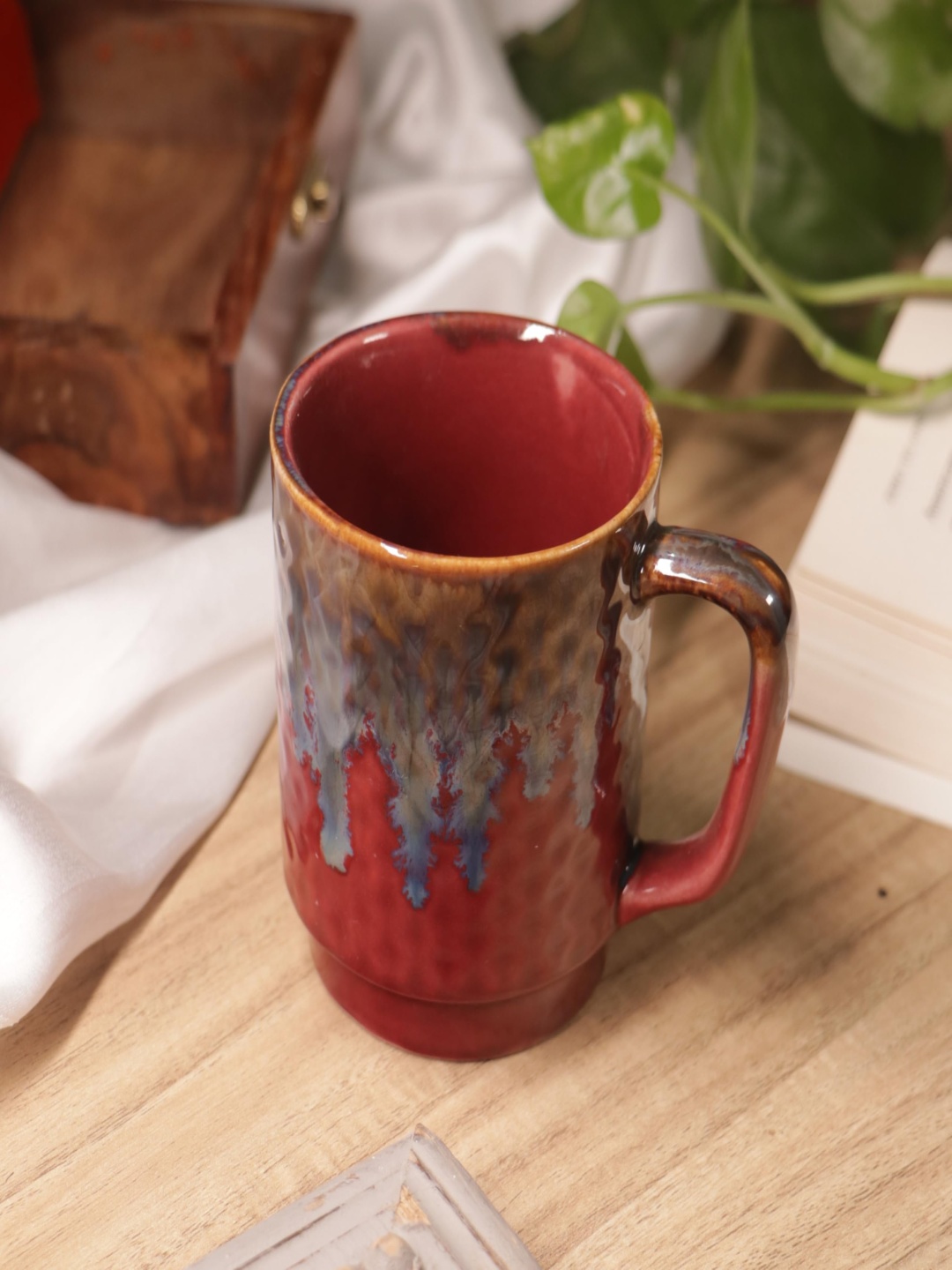 

Rare Planet Red & Grey 2 Pieces Abstract Printed Glossy Dishwasher Safe Ceramic Mugs