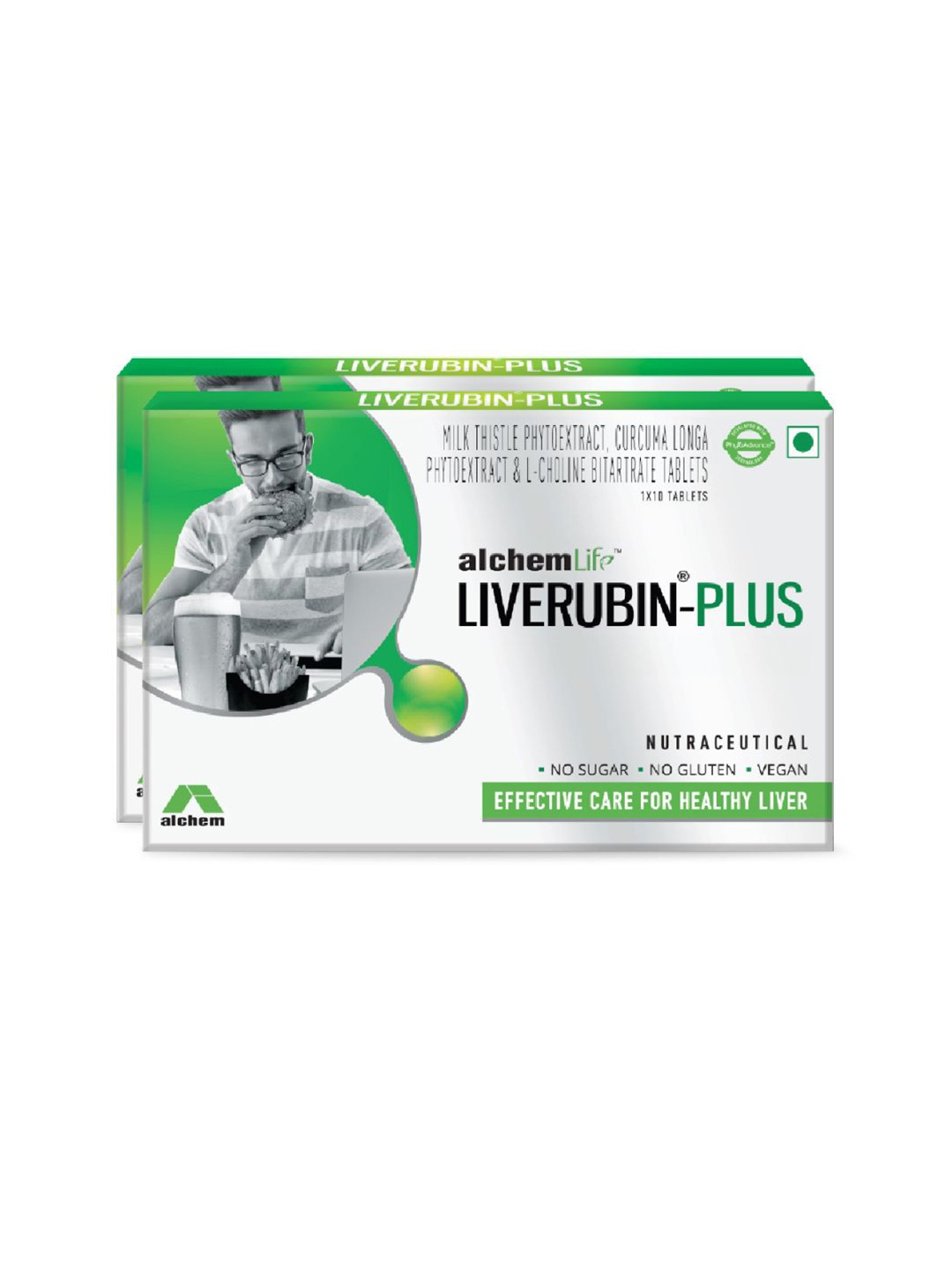 

Alchem Set Of 2 Liverubin Plus Tablets - 10 Tablets Each, Yellow