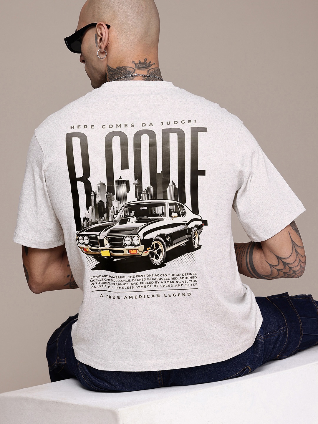 

R.Code by The Roadster Life Co. Men Printed Relaxed Fit T-shirt, White