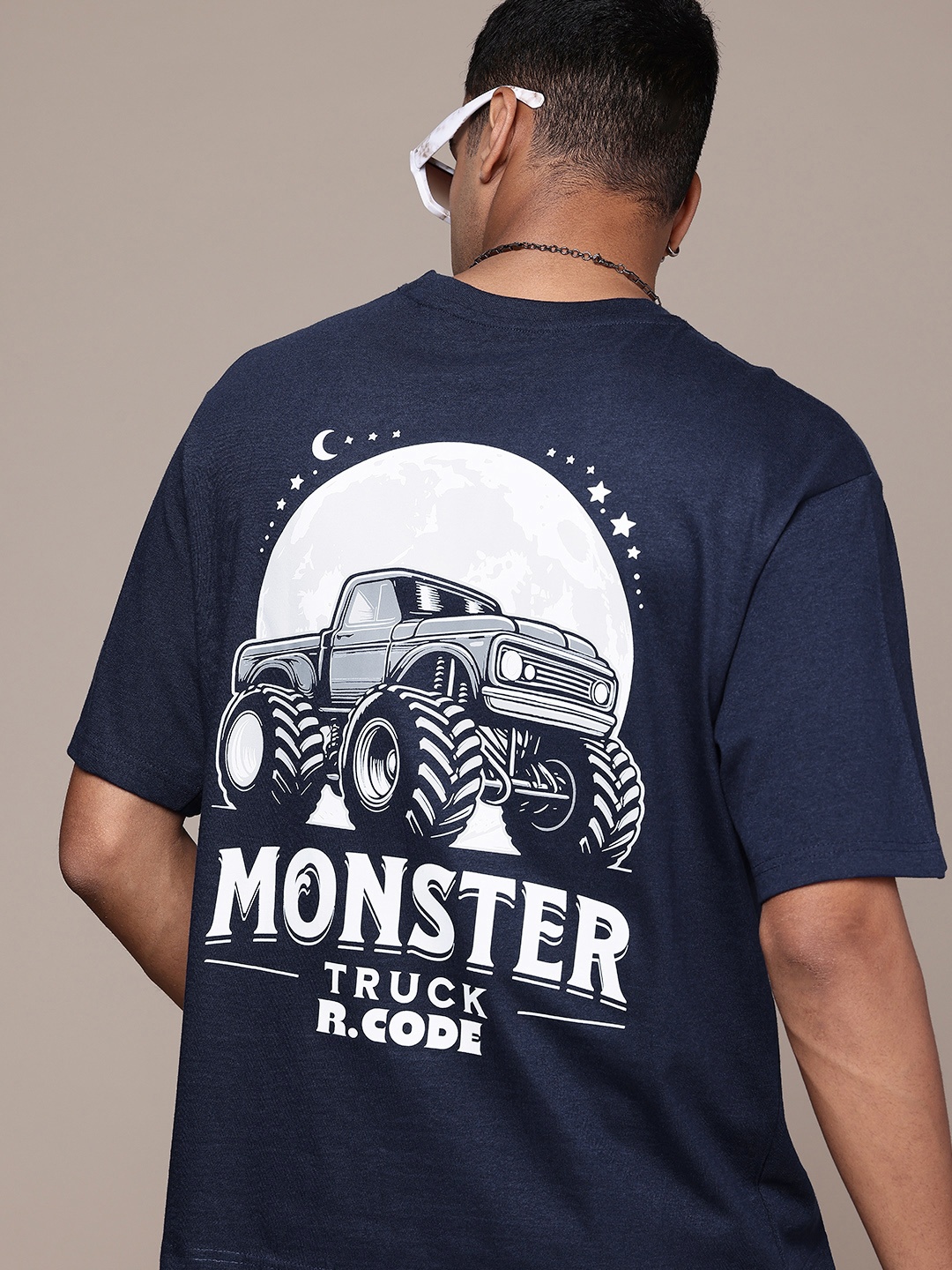 

R.Code by The Roadster Life Co. Men Printed Relaxed Fit T-shirt, Navy blue