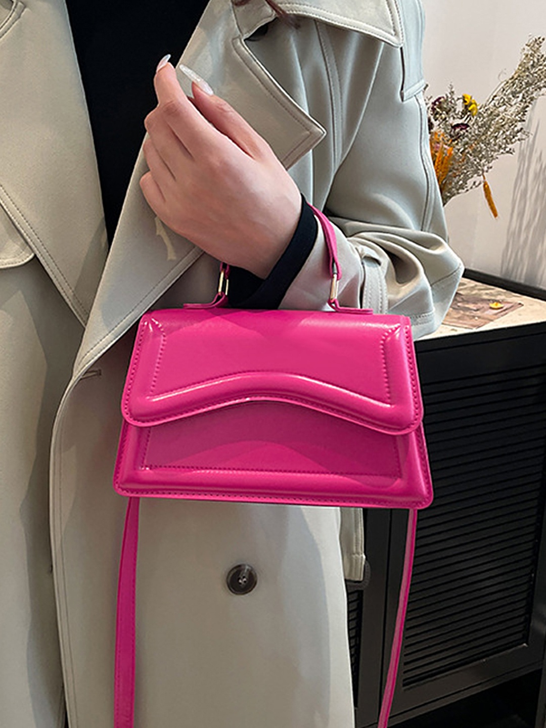 

LULU & SKY Colourblocked PU Oversized Shopper Hobo Bag with Tasselled, Pink