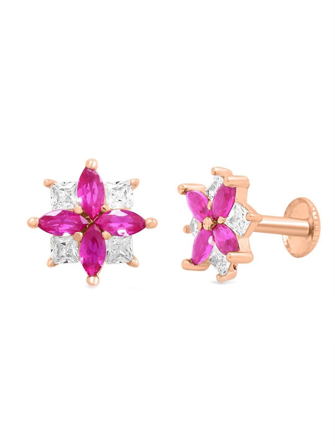 

Zavya 925 Sterling Silver Rose Gold-Plated Cubic Zirconia Studded Studs