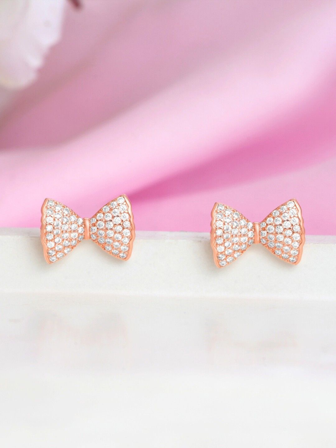 

Zavya 925 Sterling Silver Rose Gold-Plated Cubic Zirconia Studded Studs