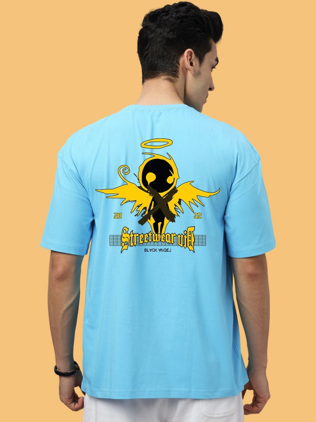 Wear Your Opinion Men Graphic Printed Round Neck Cotton Oversized T-shirt, Blue