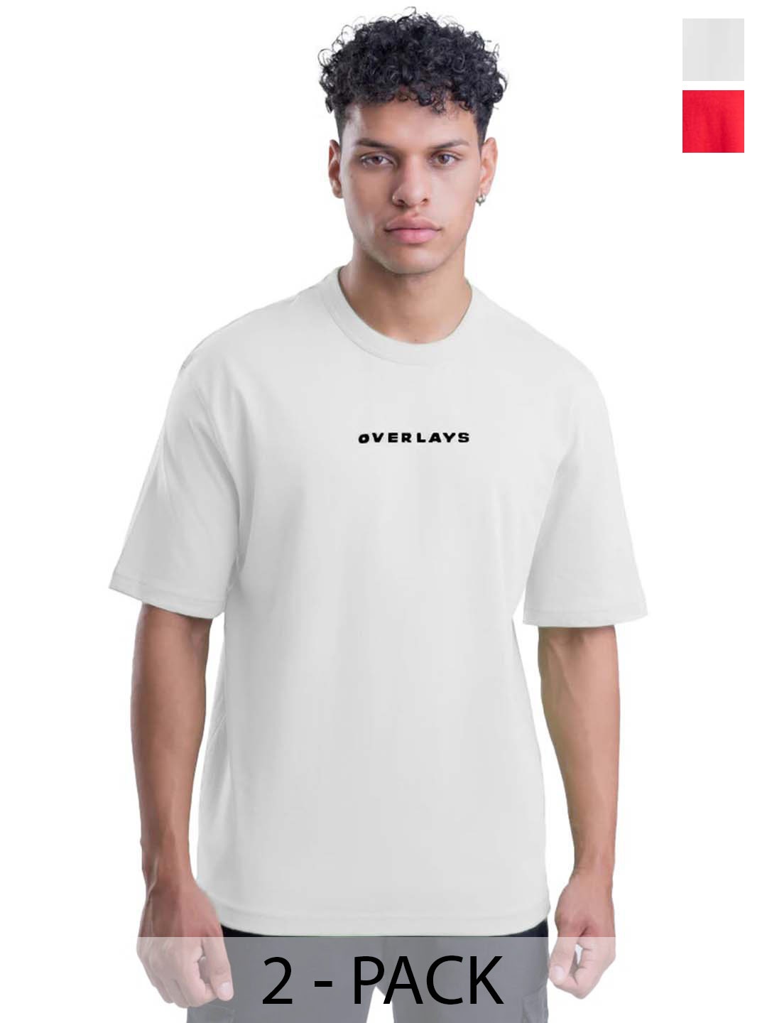 

Overlays Men Pack of 2 Graphic Printed Round Neck Cotton Relaxed Fit T-shirts, Grey