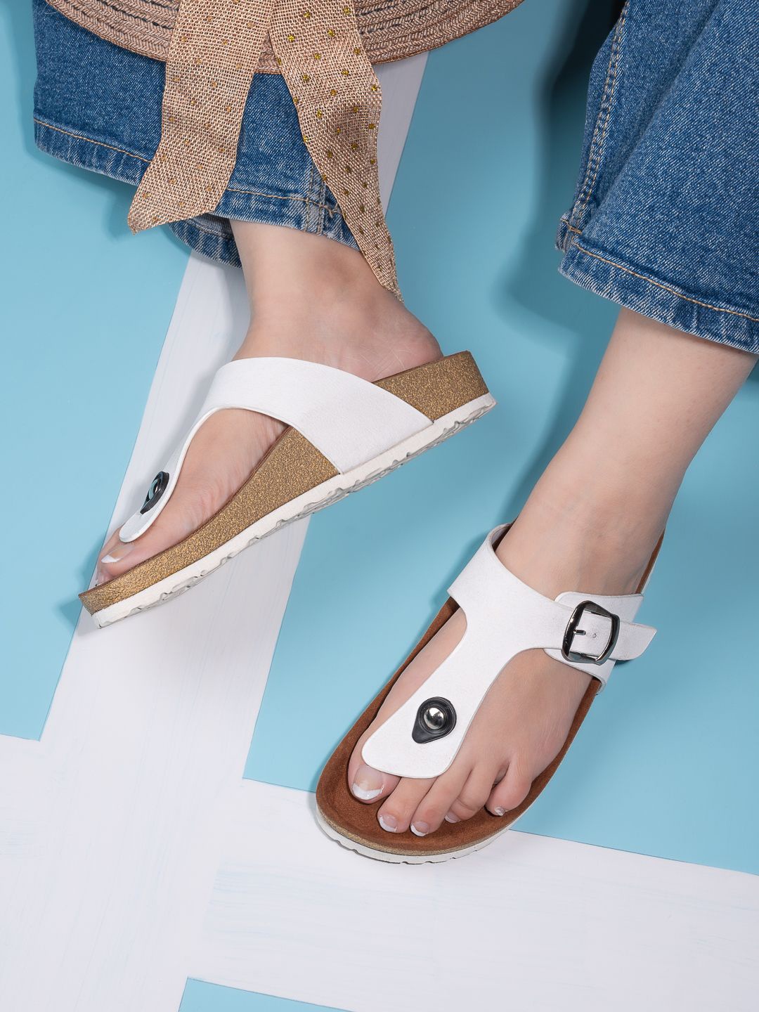 

Mast & Harbour Women Suede Comfort Sandals, White