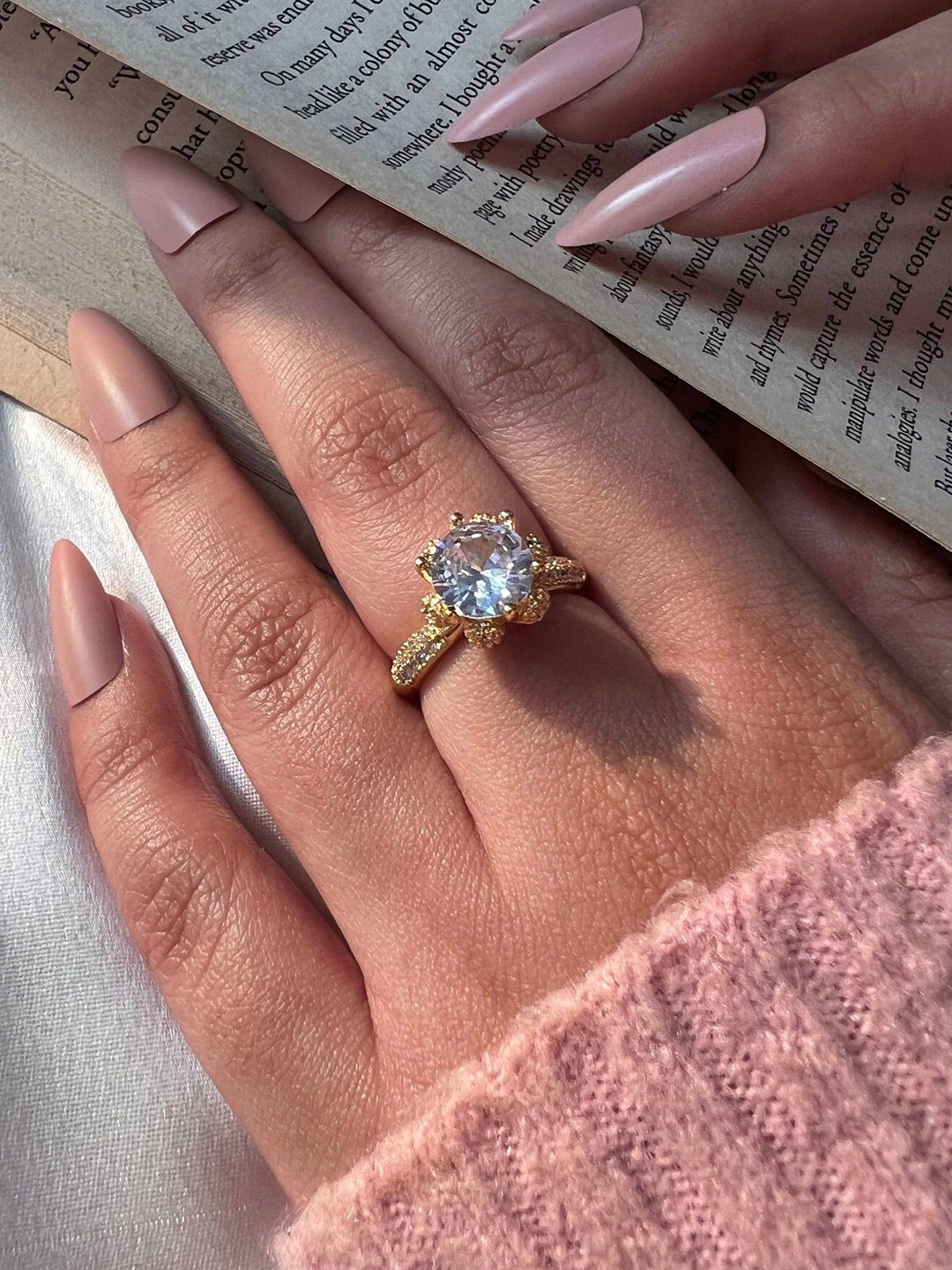 

ISHKAARA Crystal Stone Studded Gold-Plated Ring